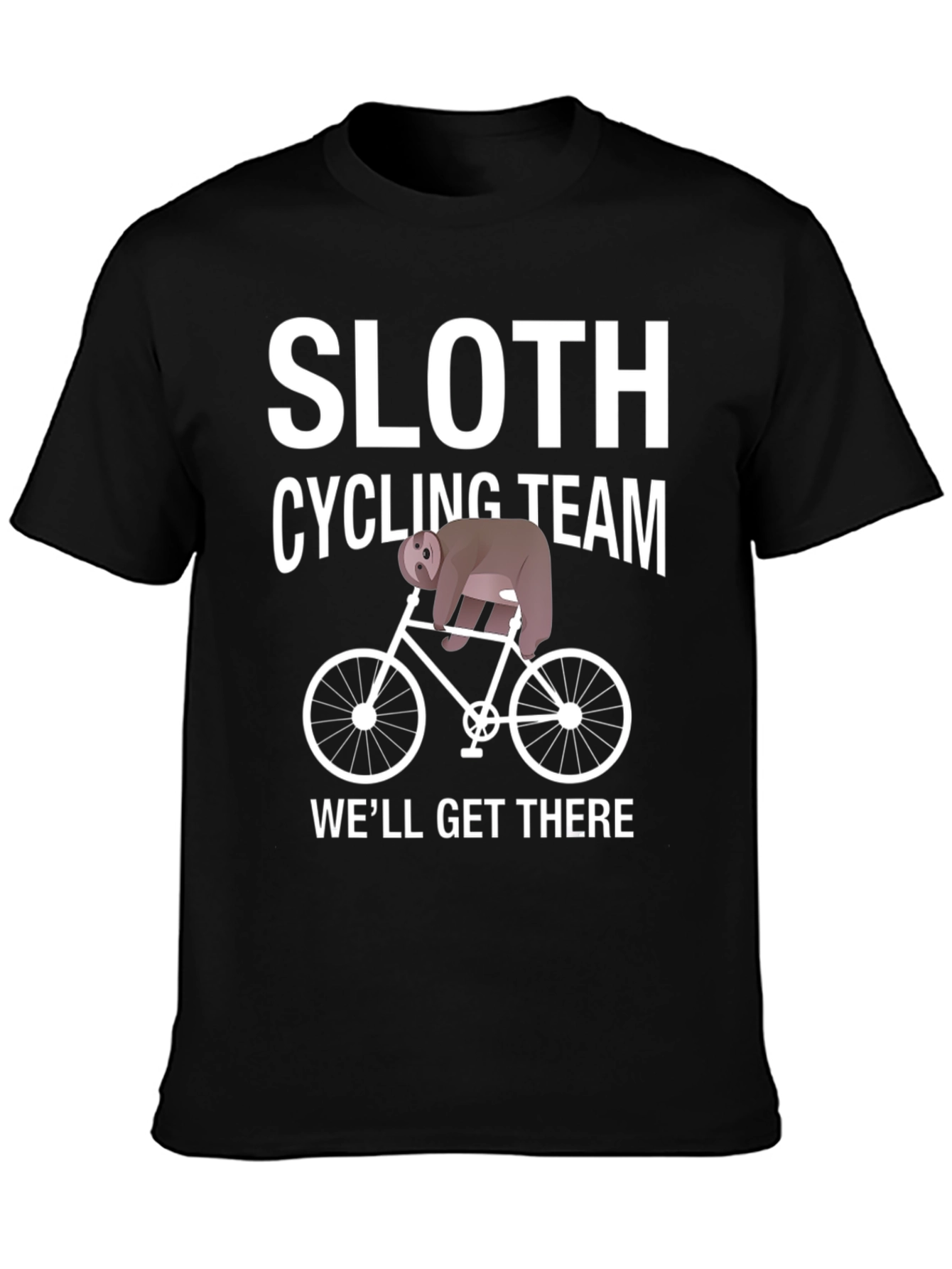 Black Sloth Cycling Team T-Shirt - Funny Novelty Tee view 3