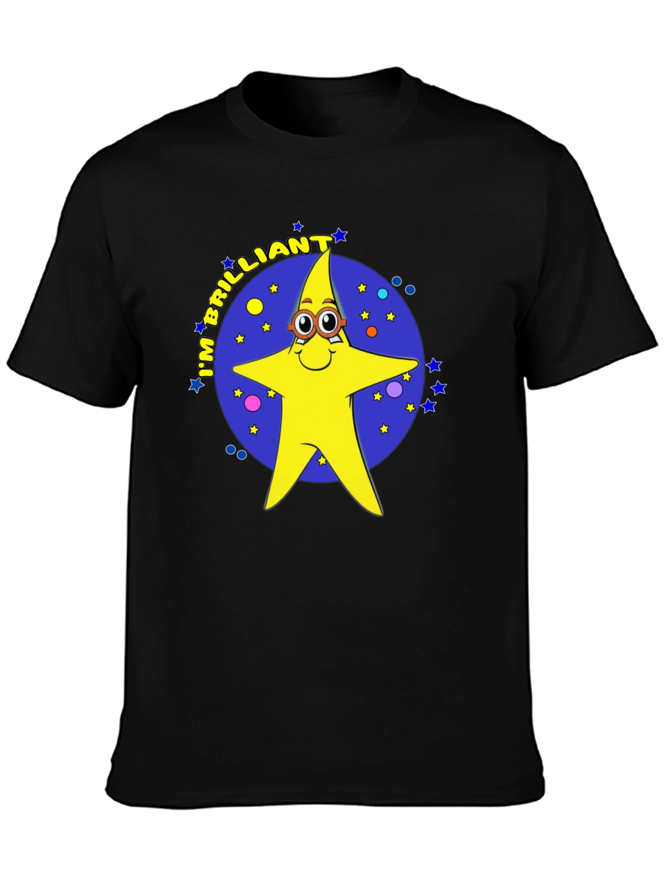 Black Brilliant Star Cartoon Graphic T-Shirt view 3