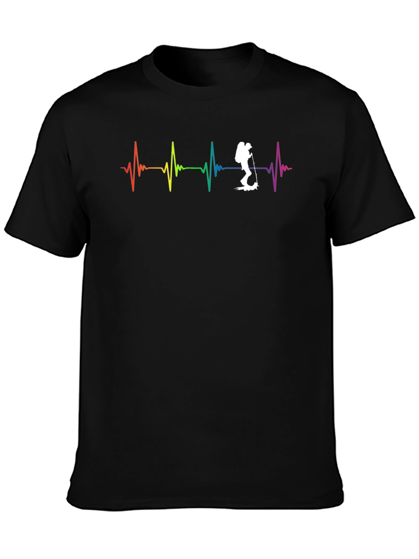Black Rainbow Heartbeat Hiker Graphic Tee view 3