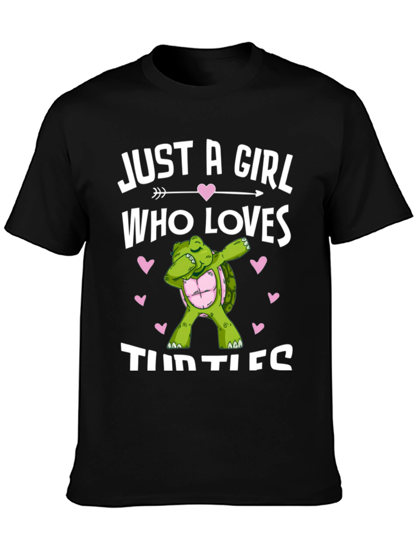 Black Girl Loves Turtles T-Shirt Dab Turtle Black Cotton Tee view 3