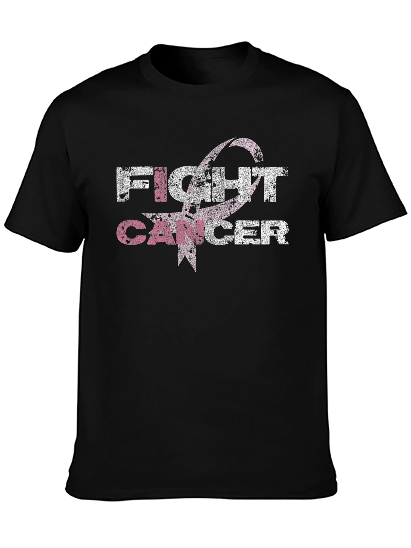 Black Fight Cancer Awareness Ribbon Graphic T-Shirt view 3