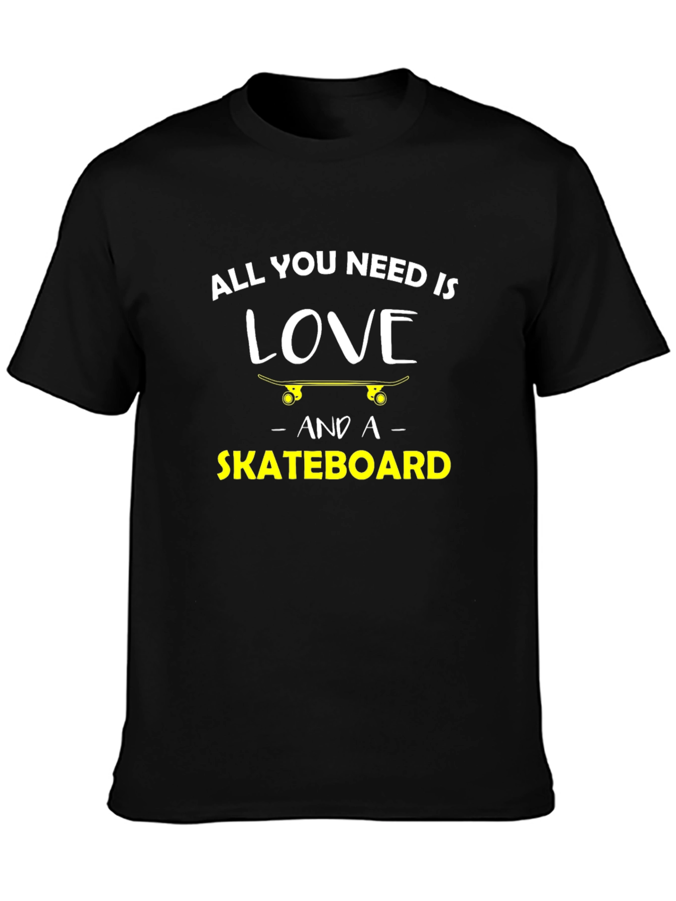 Black Love & Skateboarding Graphic T-Shirt view 3