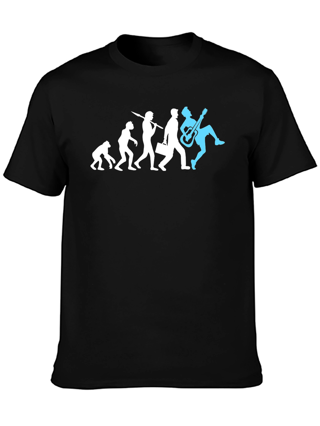 Black Evolution of Rock T-Shirt - Funny Musician Tee view 3