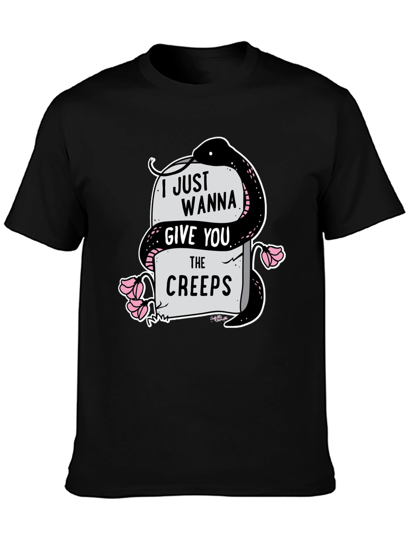 Black I Just Wanna Give You The Creeps Graphic T-Shirt view 3