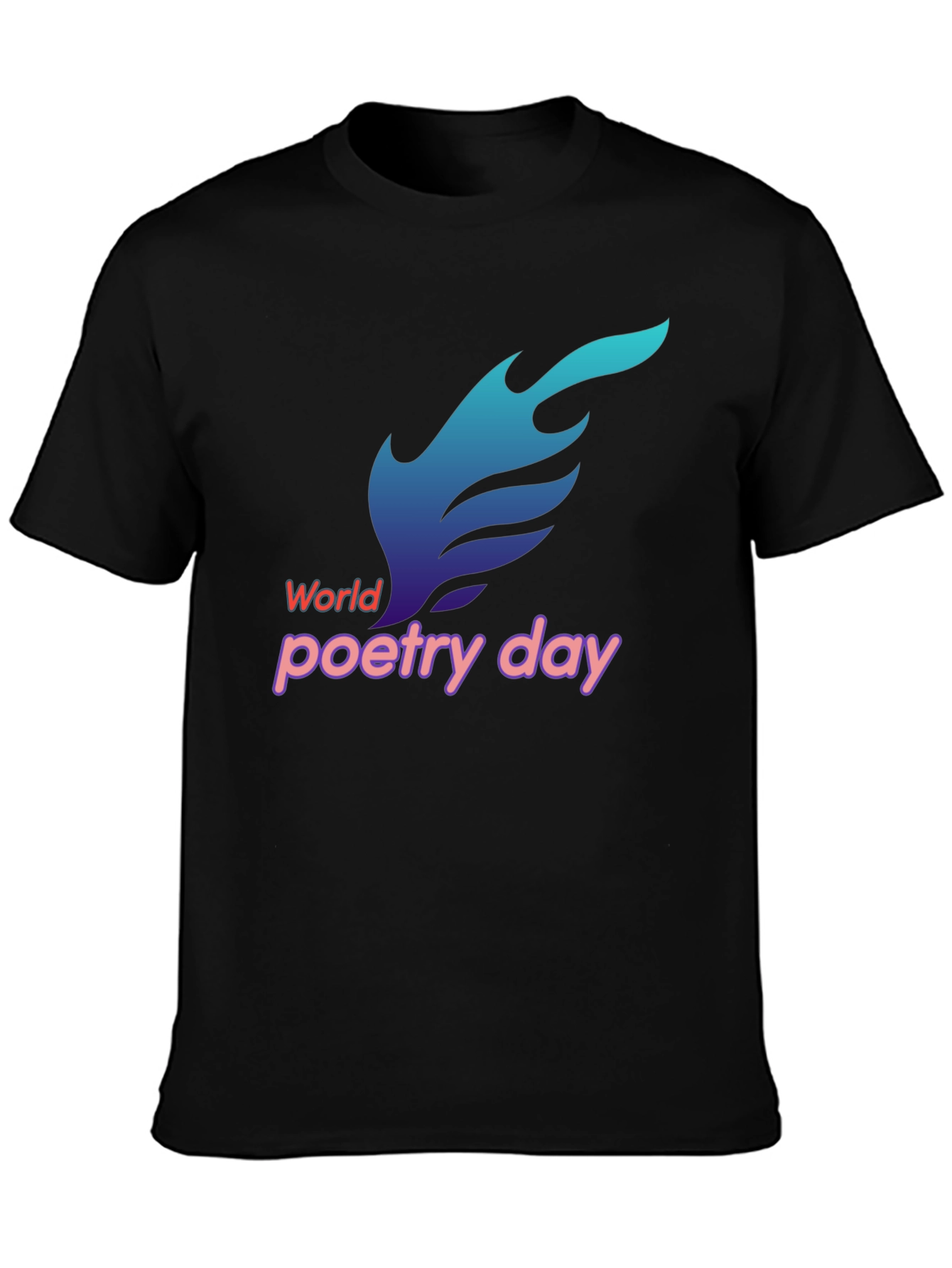 Black World Poetry Day Black T-Shirt view 3