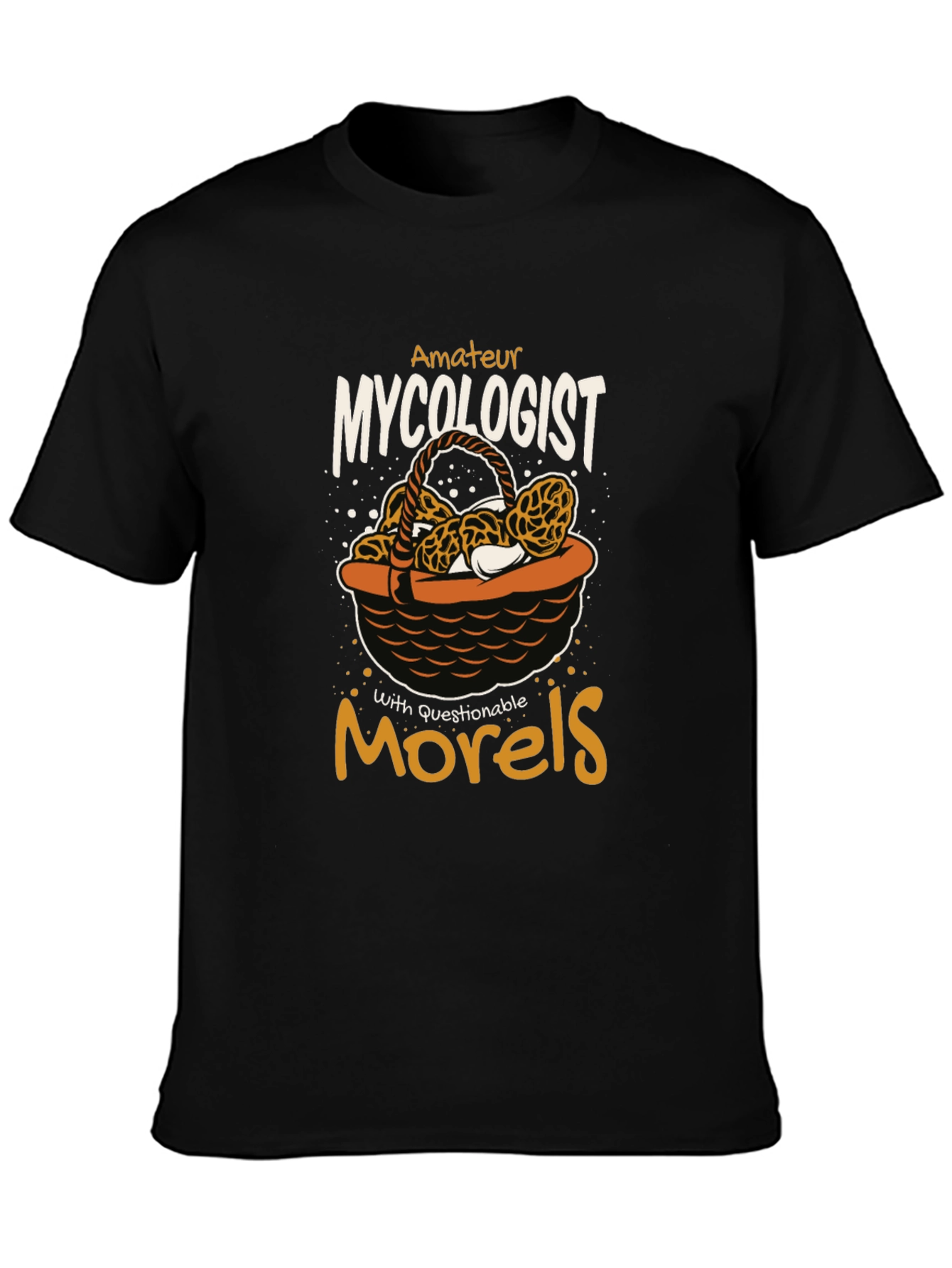 Black Amateur Mycologist Morels T-Shirt view 3