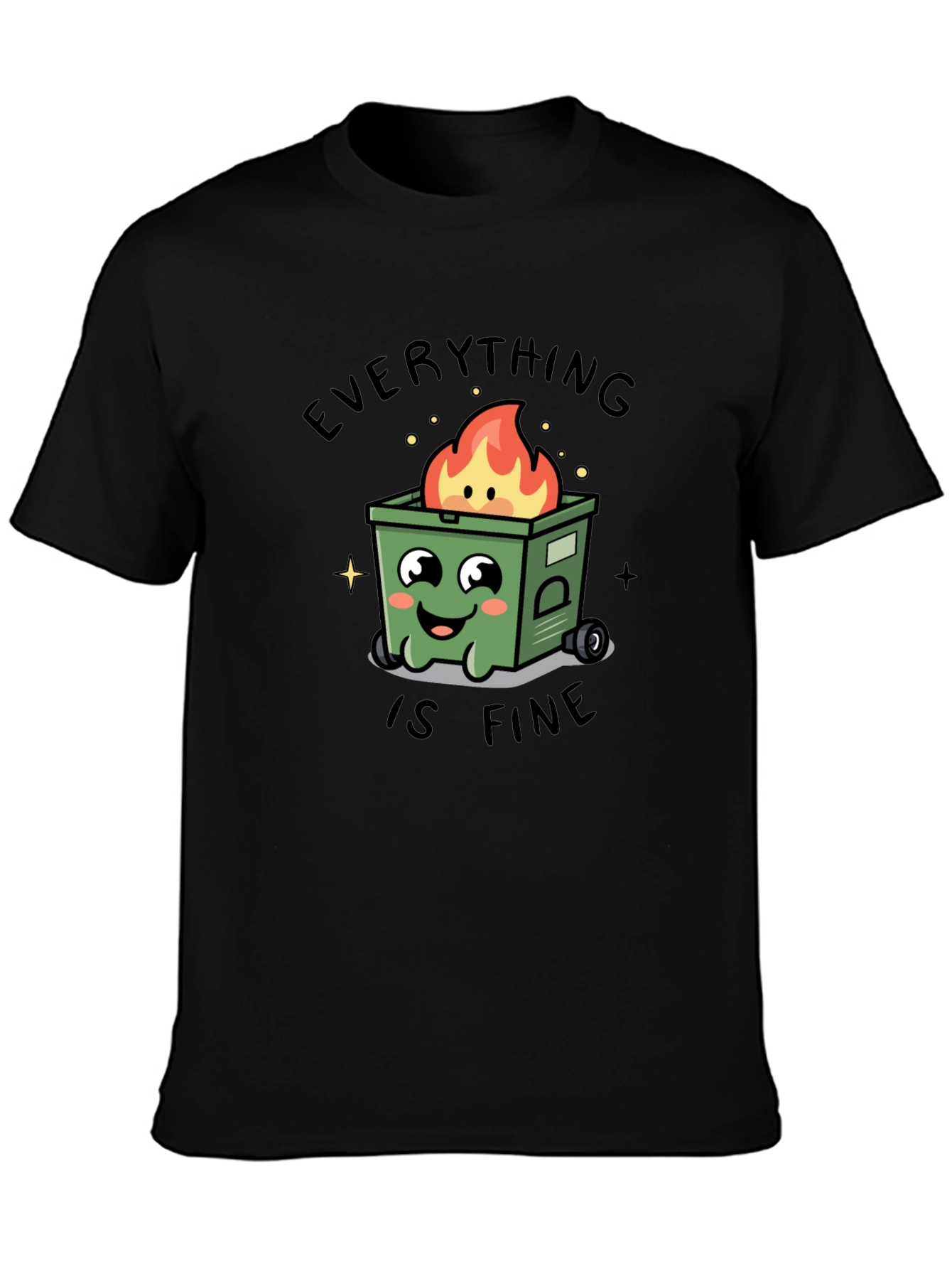Black Everything Is Fine T-Shirt - Dumpster Fire Graphic Tee view 3