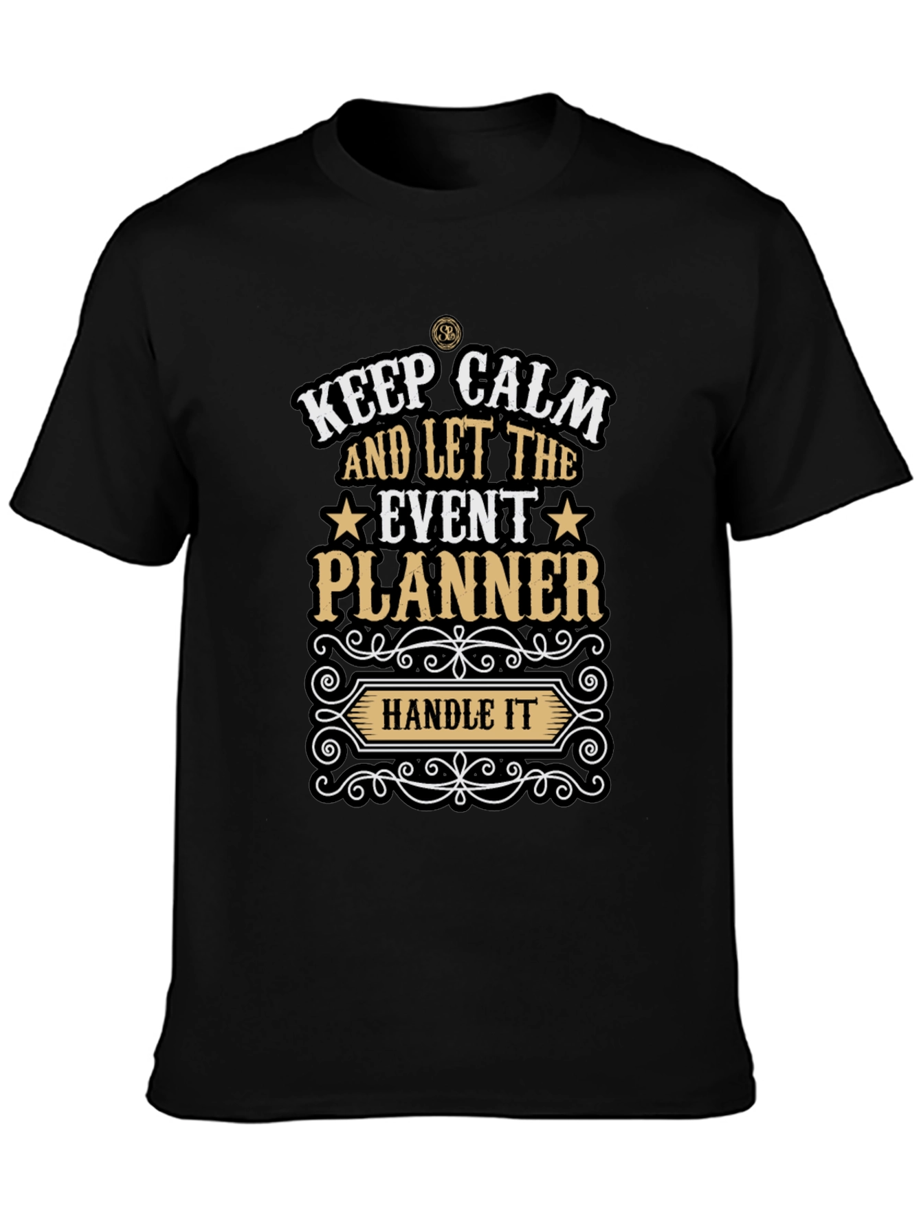 Black Keep Calm Event Planner Graphic Tee view 3