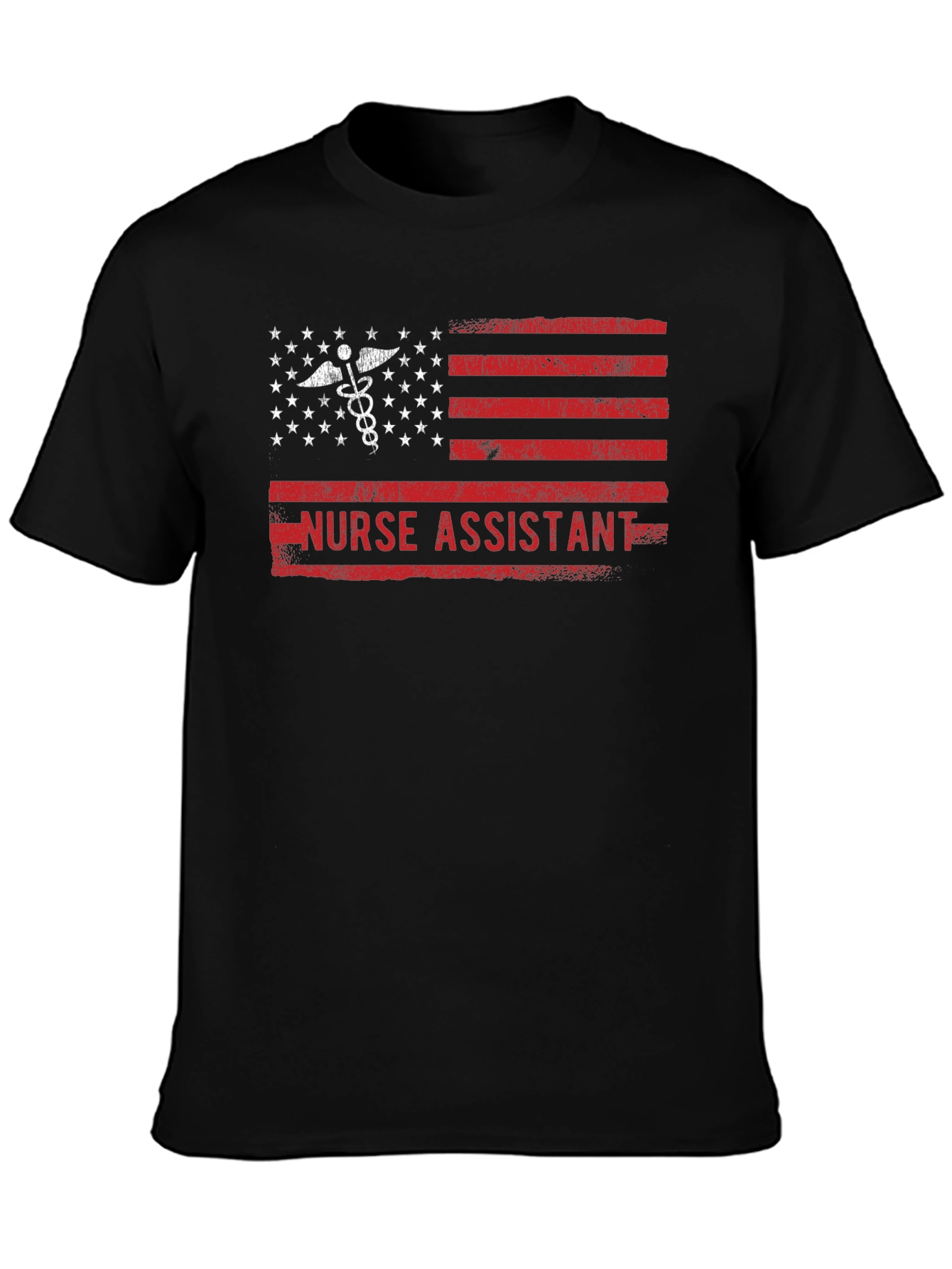 Black Nurse Assistant American Flag T-Shirt view 3