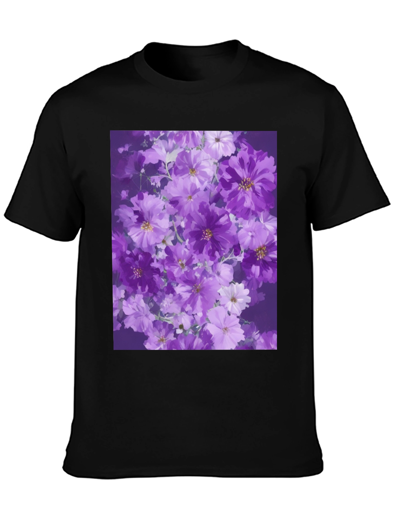 Black Floral Print Black T-Shirt view 3