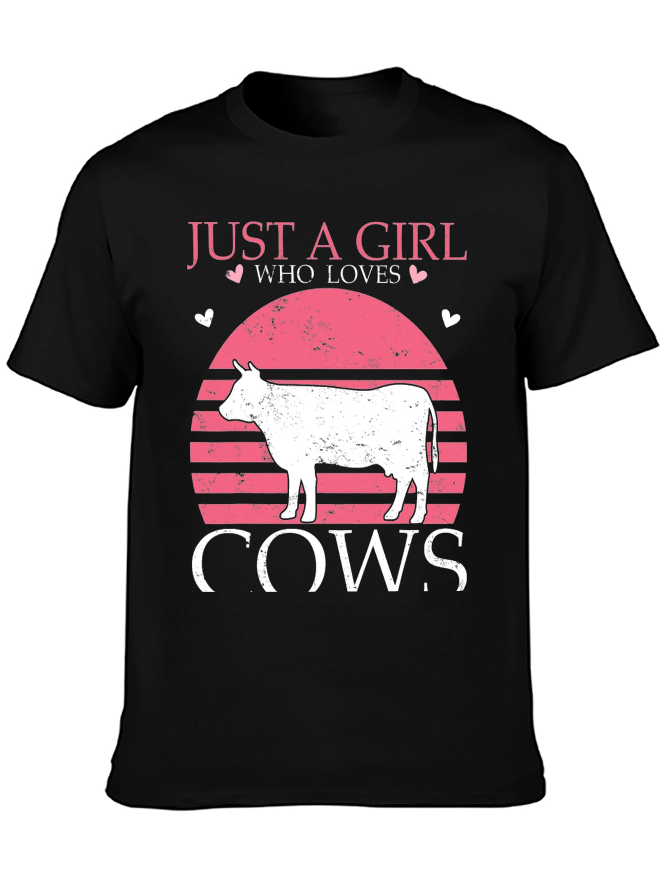 Black Just a Girl Who Loves Cows T-Shirt view 3