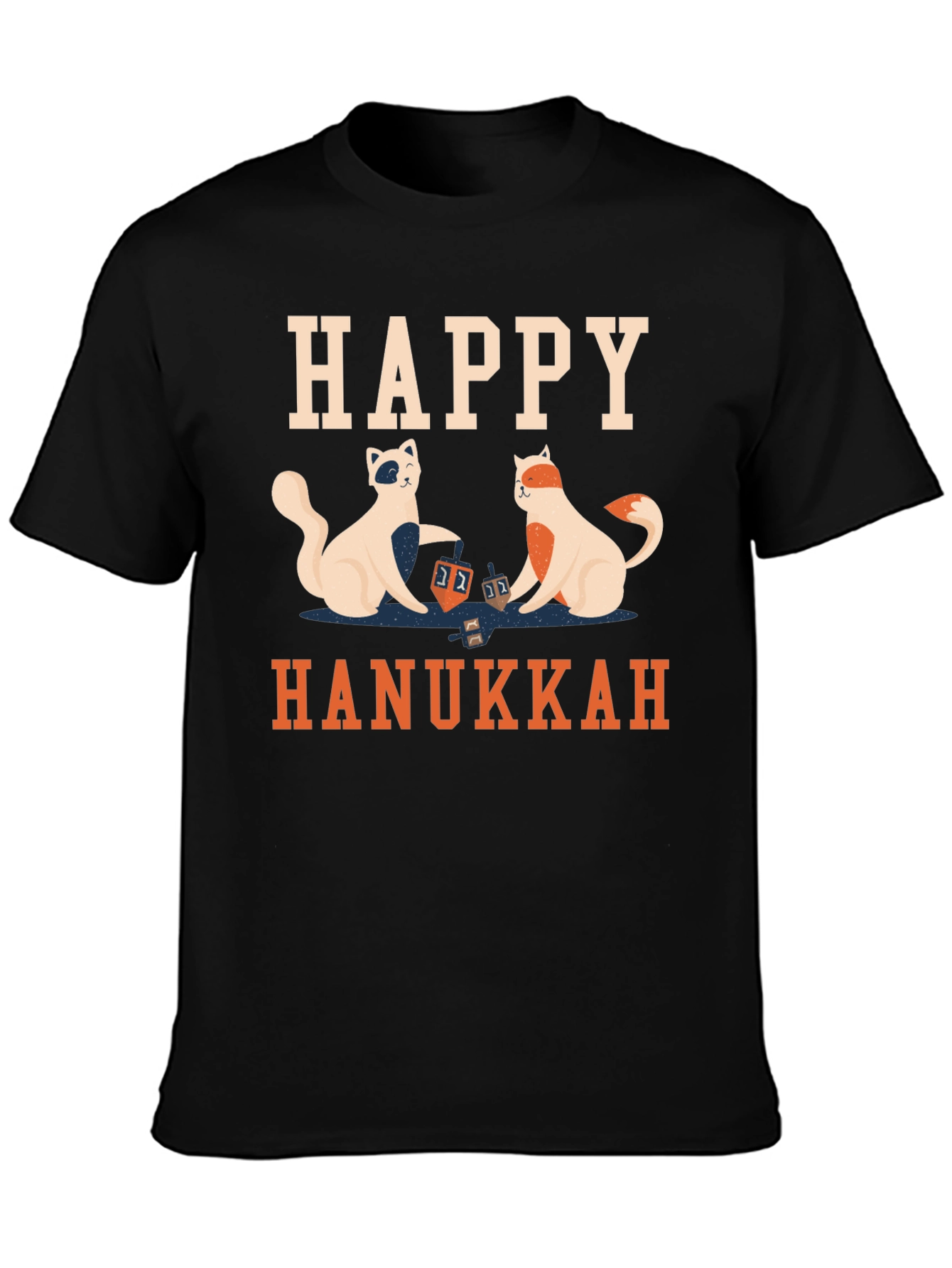 Black Happy Hanukkah Cats Men's T-Shirt view 3
