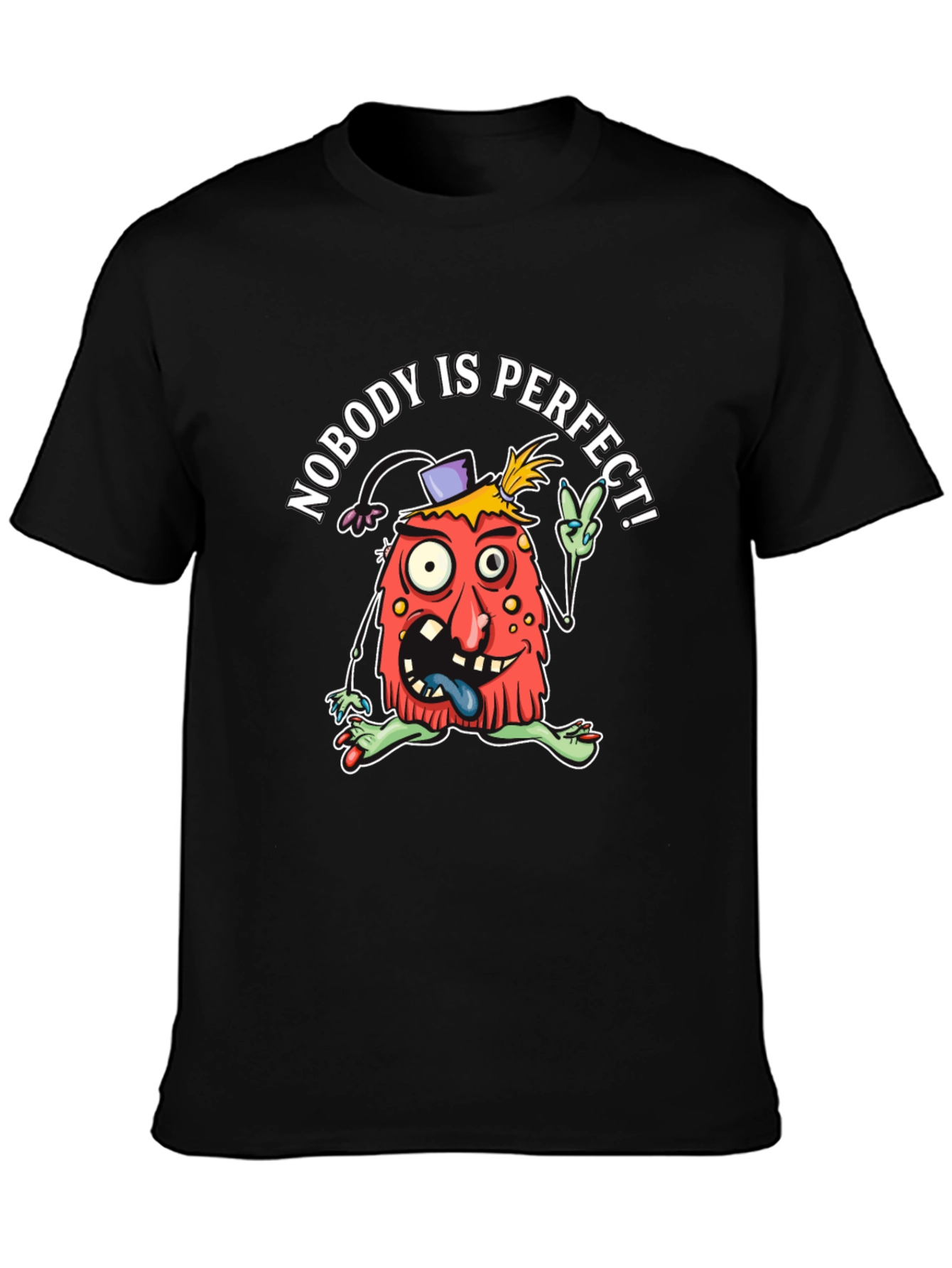 Black Nobody's Perfect T-Shirt - Funny Graphic Tee view 3