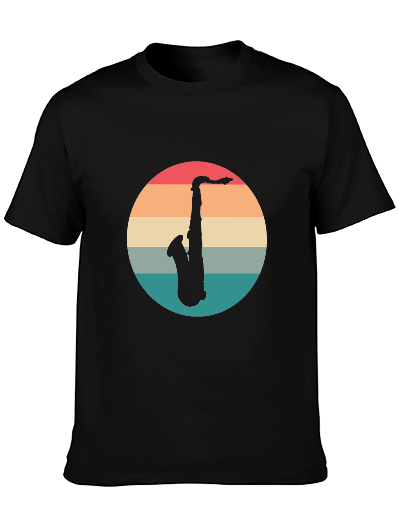 Black Retro Saxophone T-Shirt - Vintage Style Music Tee view 3