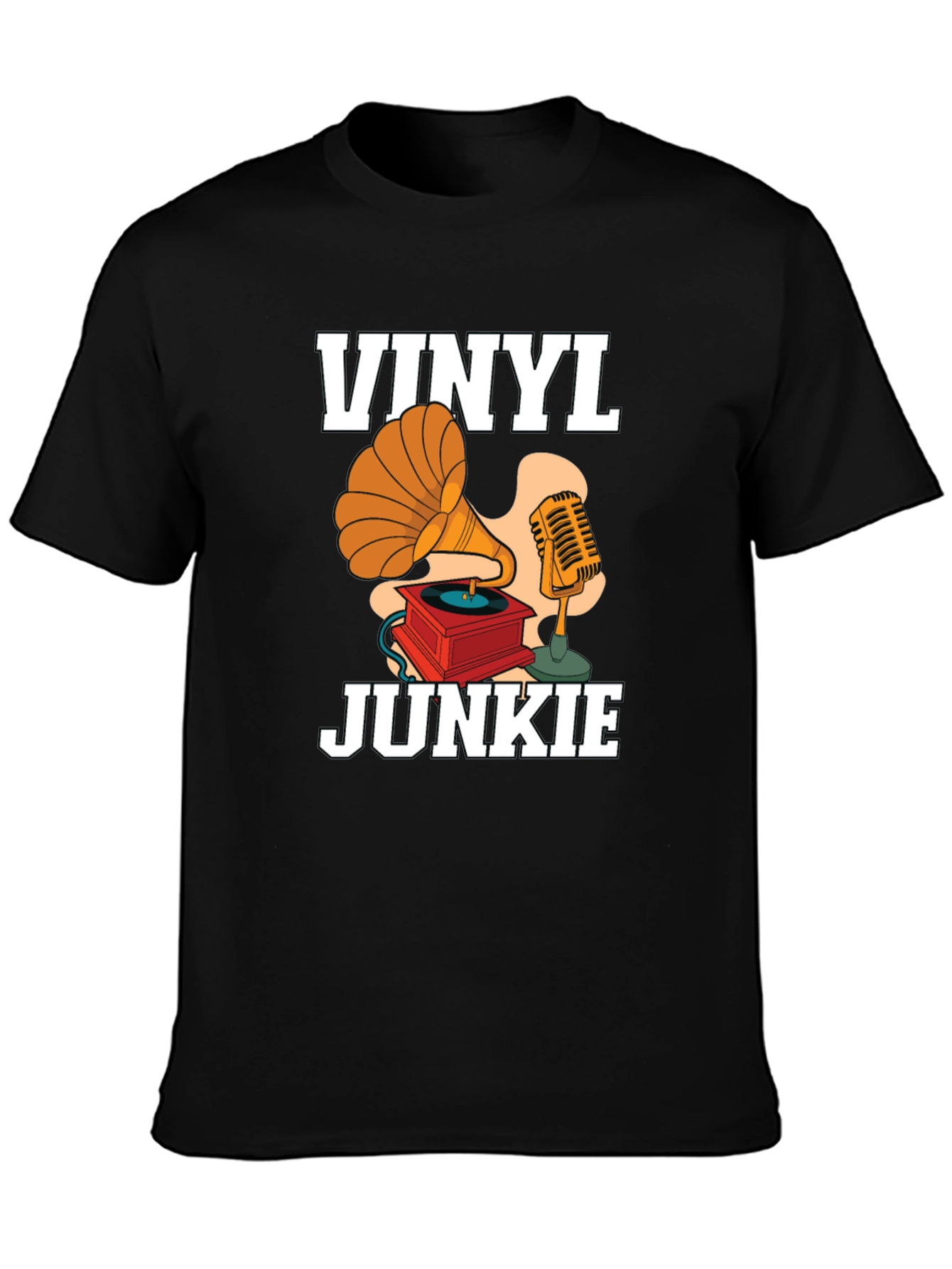 Black Vinyl Junkie Graphic Tee view 3