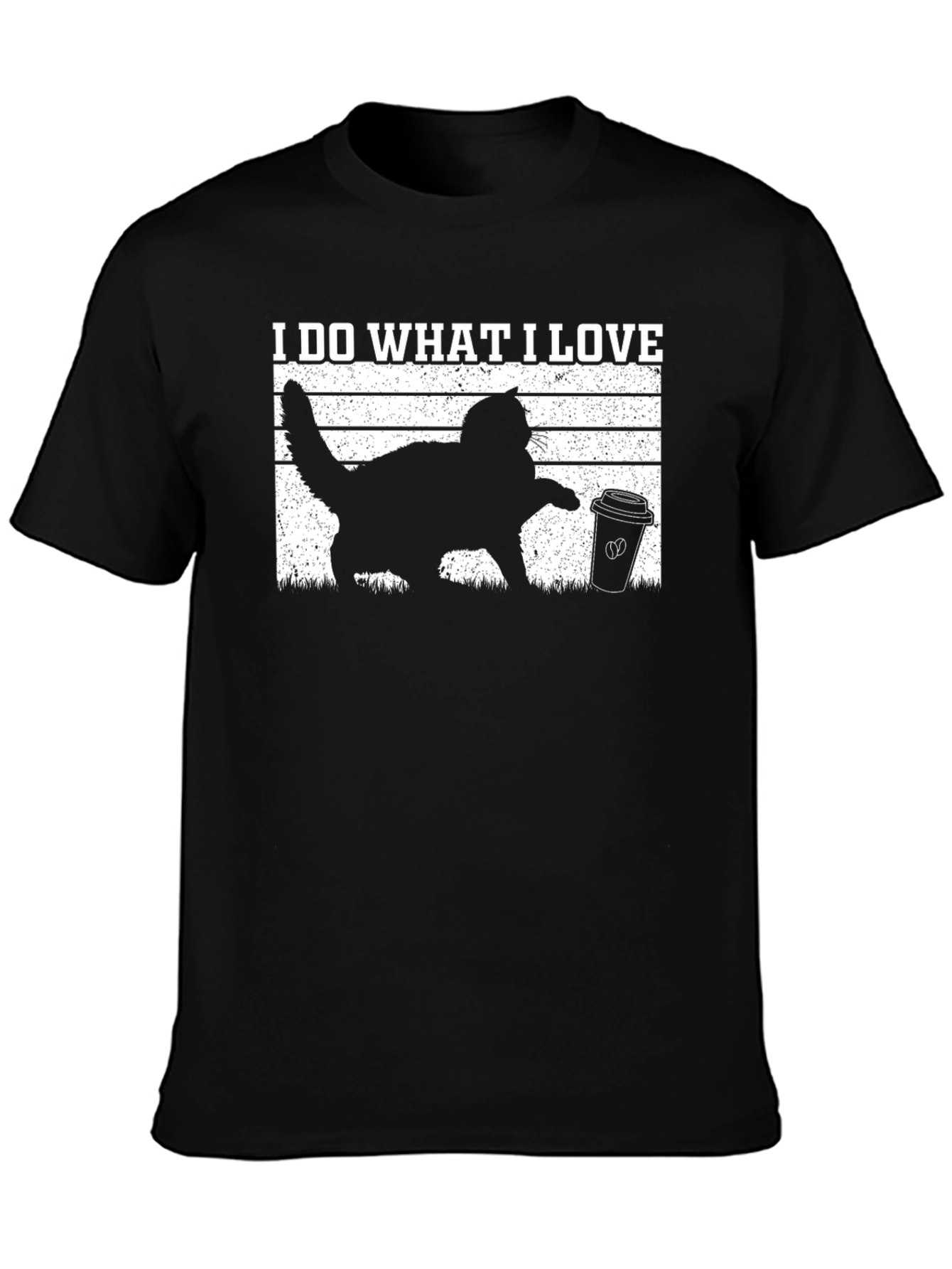 Black I Do What I Love Cat & Coffee Graphic Tee view 3