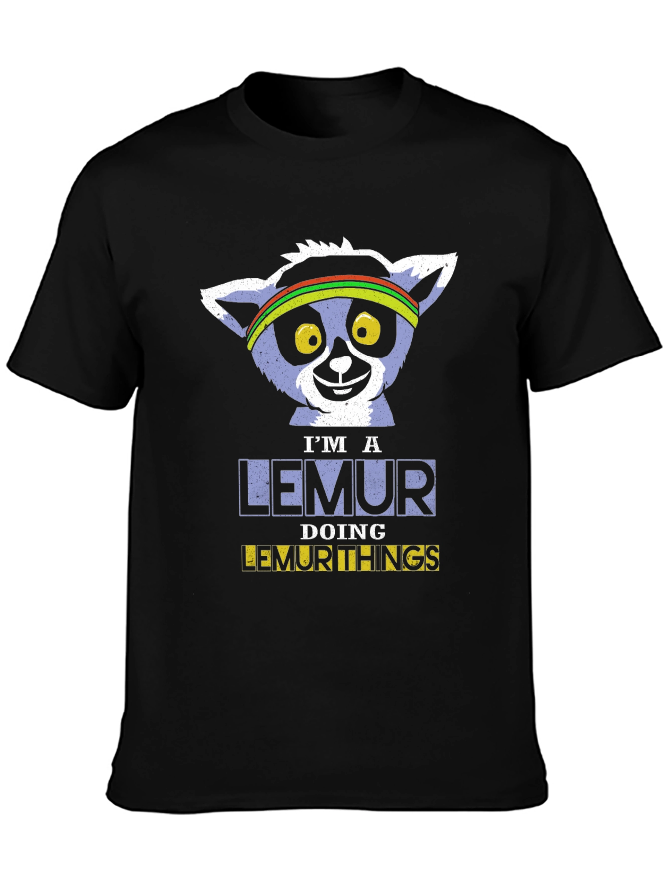 Black I'm A Lemur Doing Lemur Things Black T-Shirt view 3