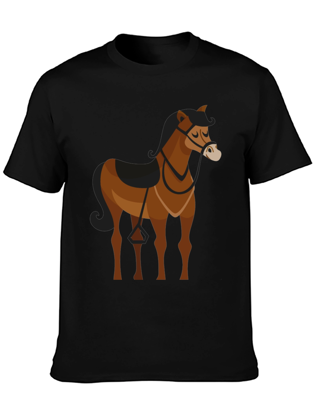 Black Black T-Shirt with Brown Horse Graphic view 3