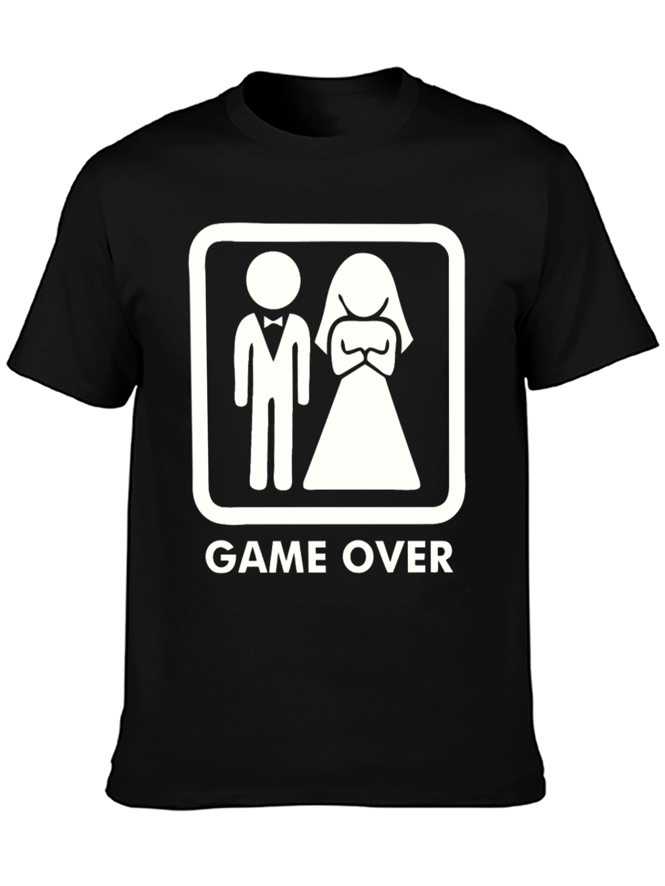 Black Game Over Wedding Humor Graphic Tee view 3