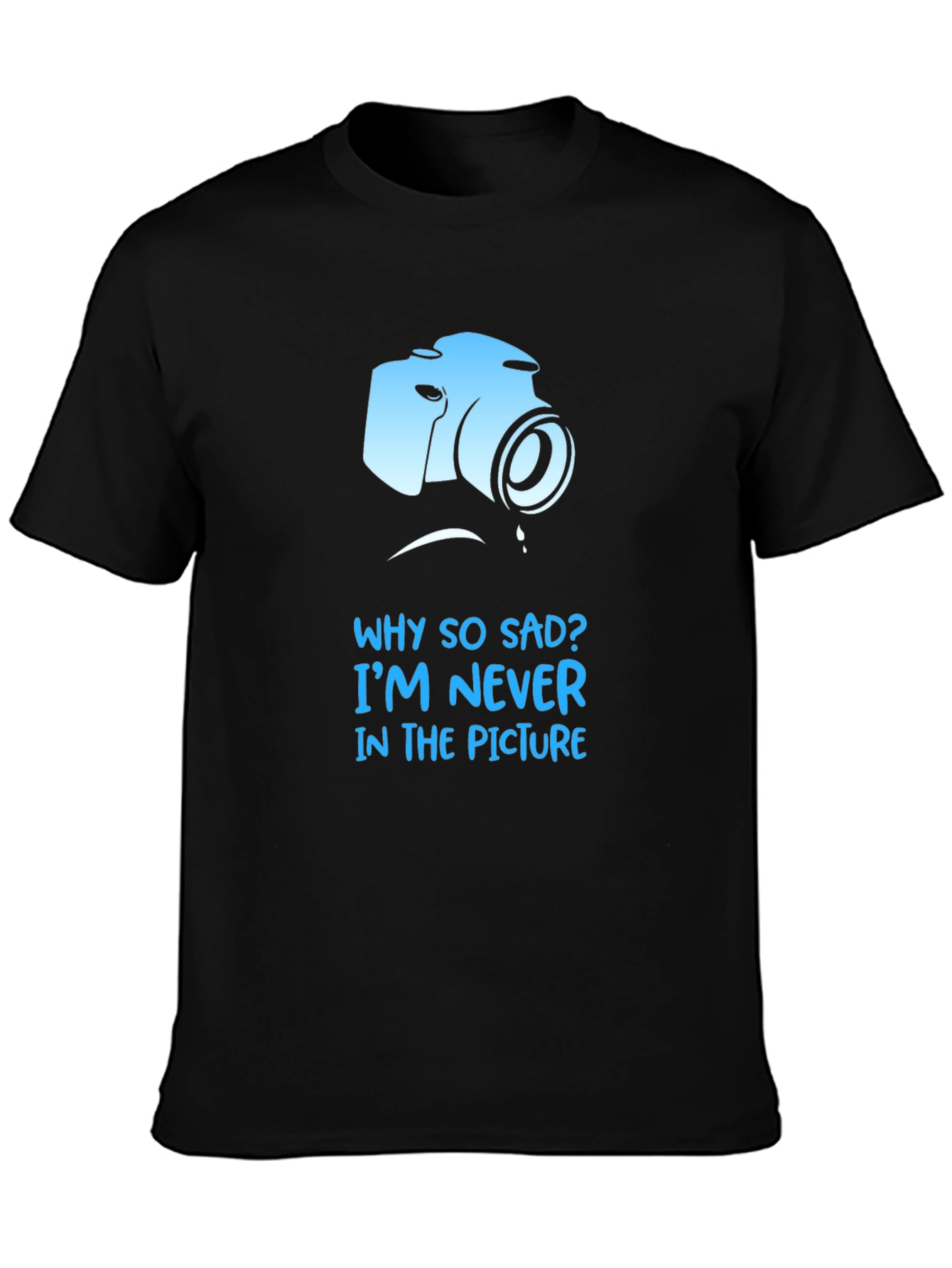 Black Sad Camera T-Shirt - Funny Photographer Tee view 3