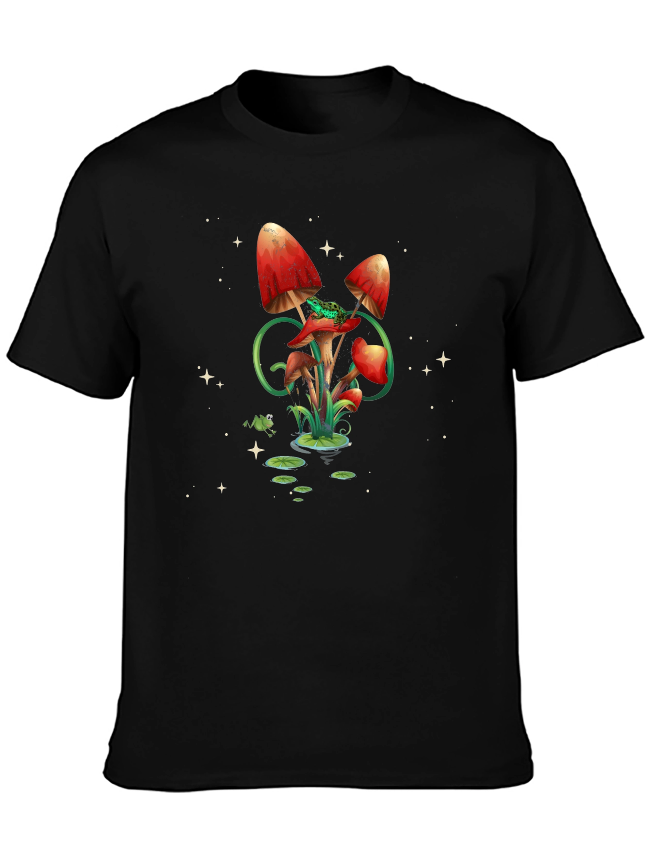 Black Mushroom Frog Graphic T-Shirt - Relaxed Fit view 3
