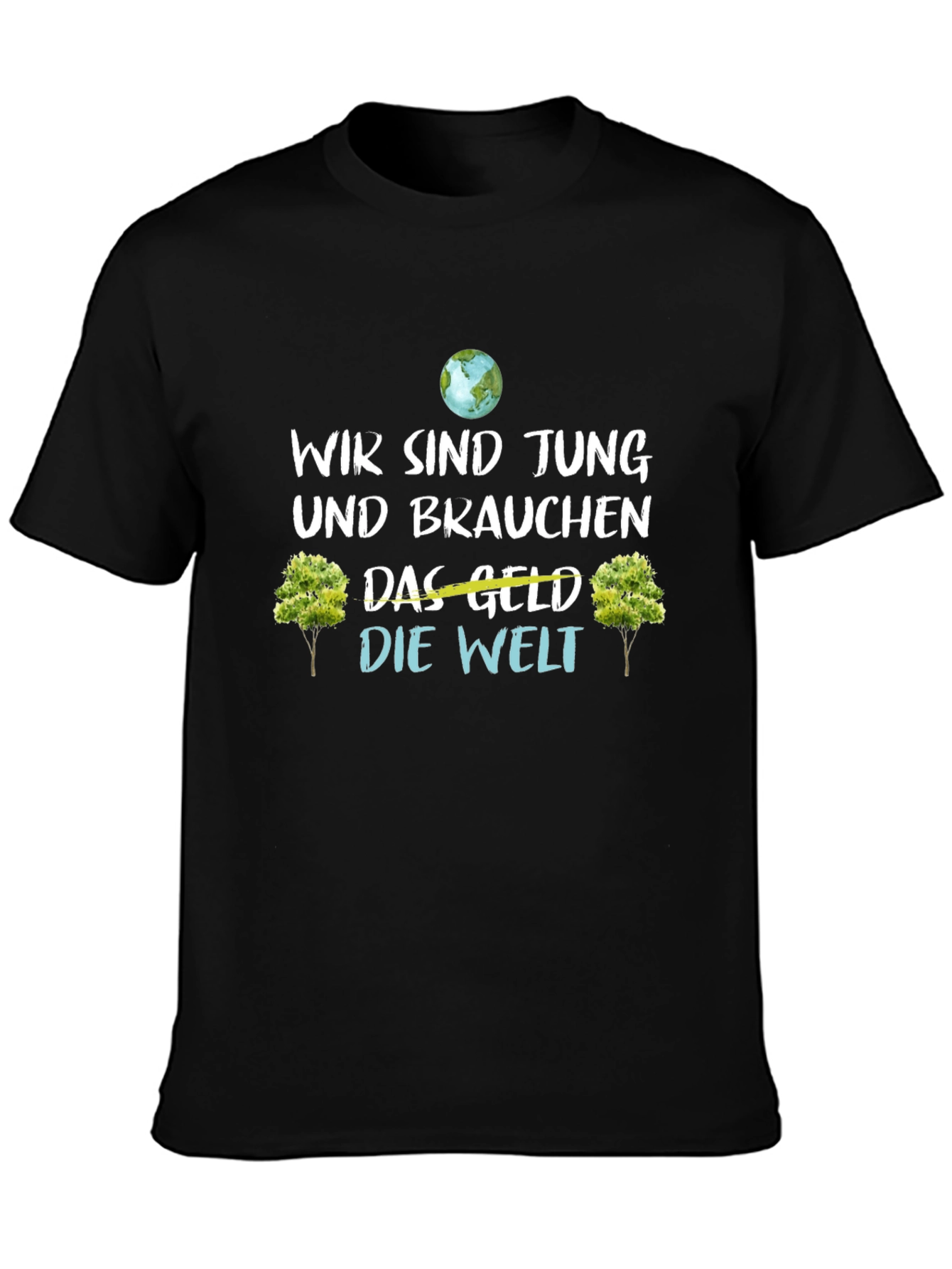 Black Eco-Conscious 'Wir Sind Jung' Graphic Tee view 3