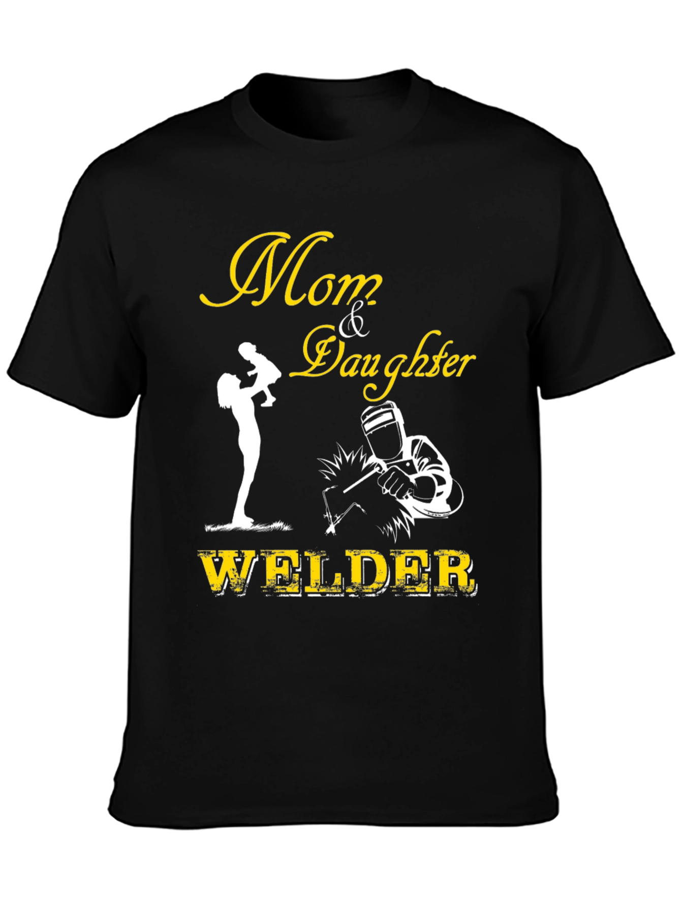 Black Mom & Daughter Welder Graphic Tee - Black view 3