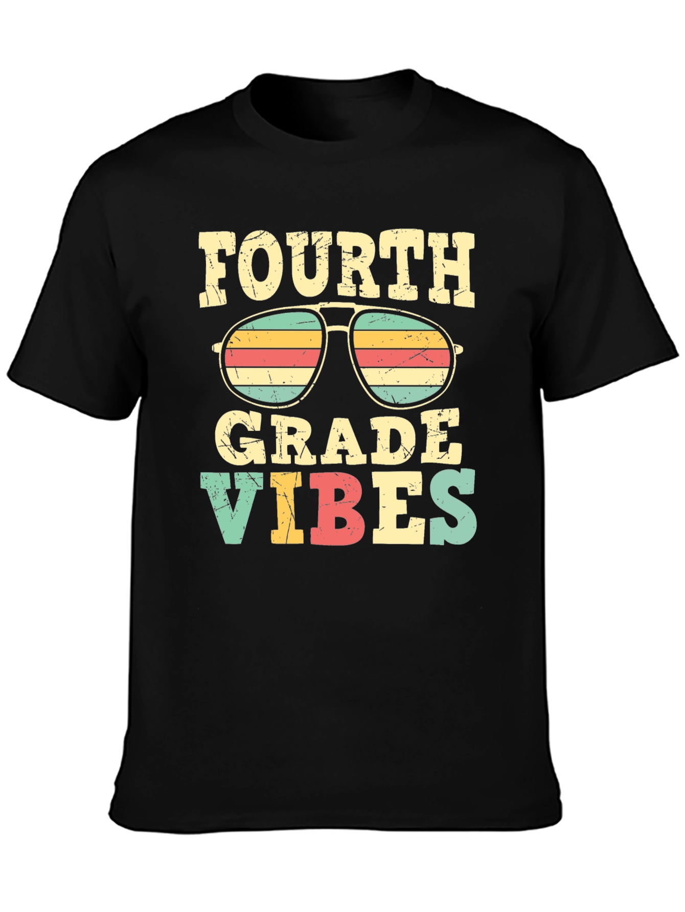 Black Fourth Grade Vibes Retro T-Shirt view 3