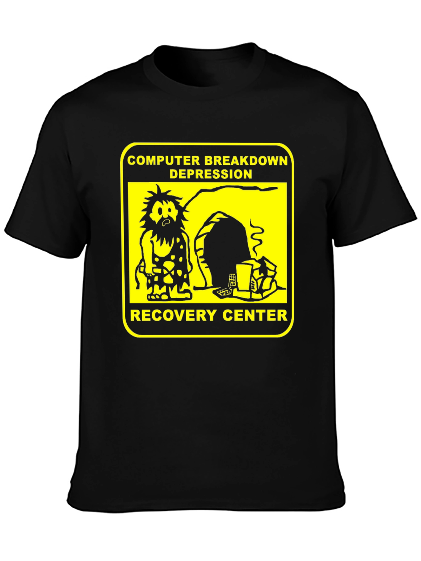 Black Computer Breakdown Depression Recovery Center Black T-Shirt view 3