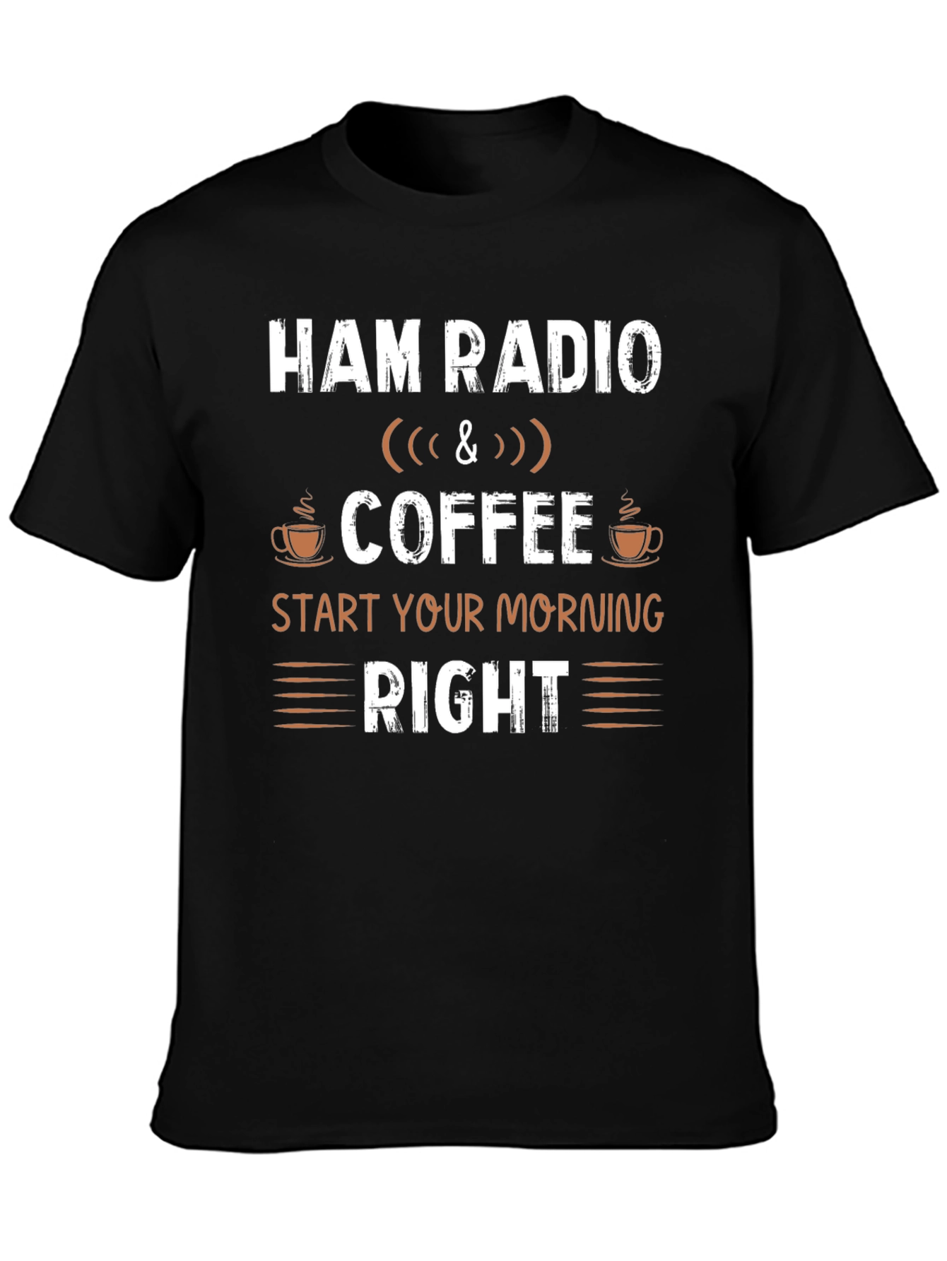 Black Ham Radio & Coffee T-Shirt - Start Your Morning Right view 3