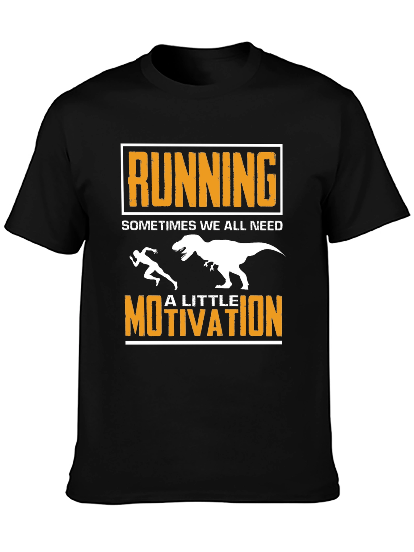 Black Running Motivation T-Shirt Funny Dino Tee view 3