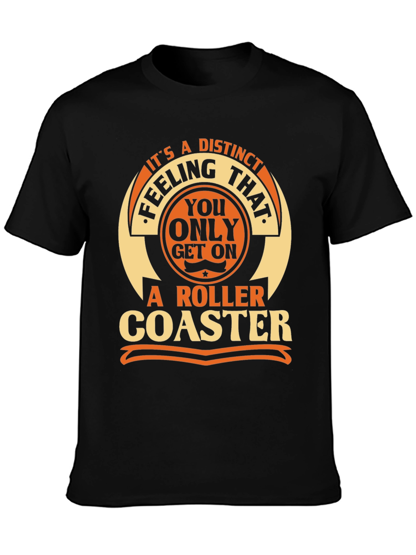 Black Distinct Roller Coaster Feeling T-Shirt view 3