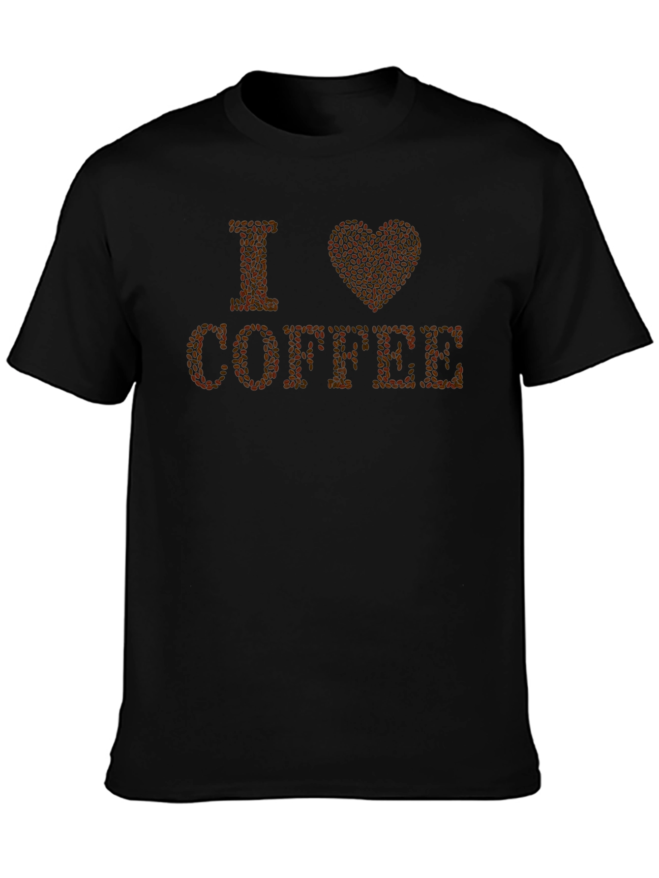 Black I Love Coffee Bean Graphic Black T-Shirt view 3