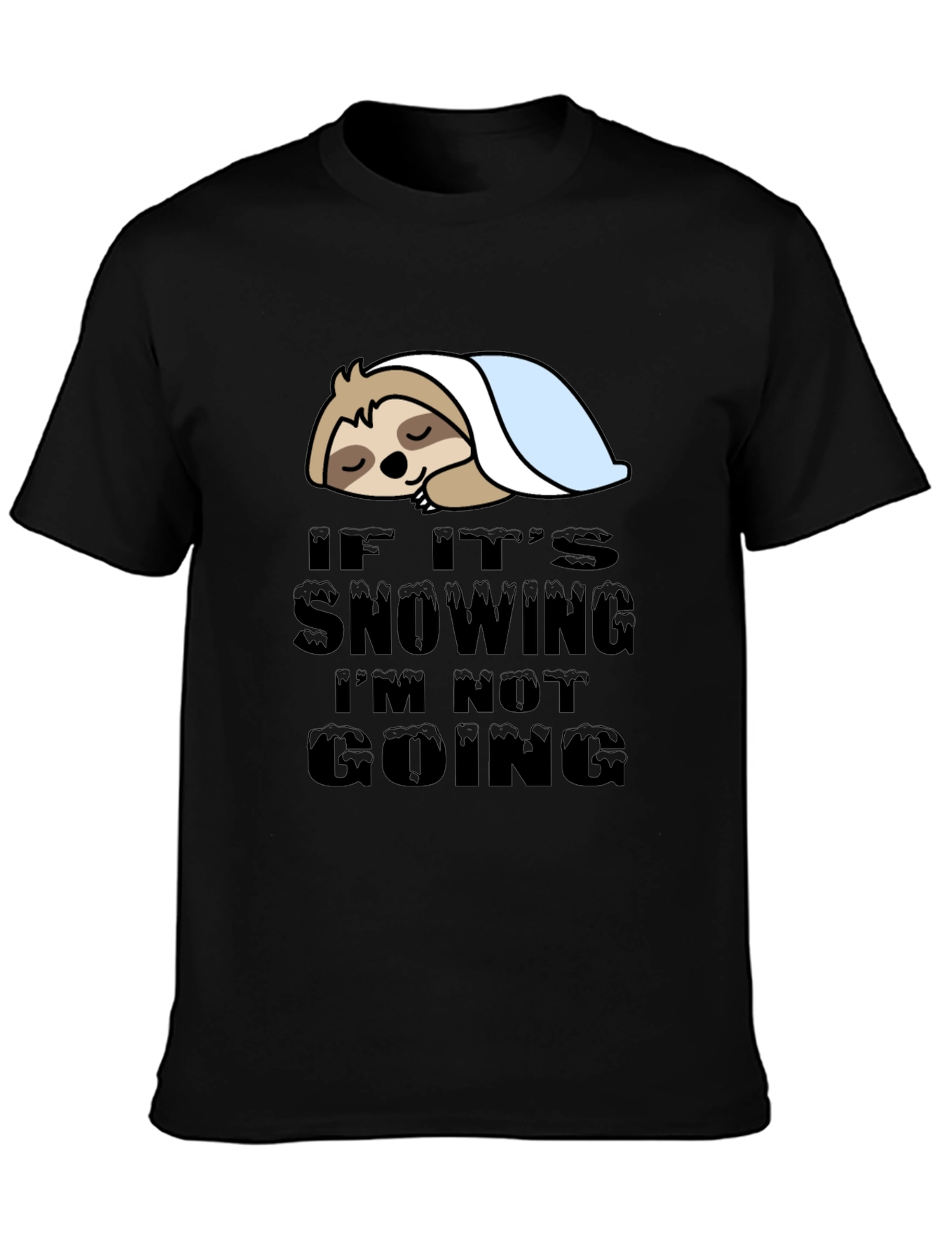 Black Lazy Sloth 'If It's Snowing' Graphic T-Shirt view 3