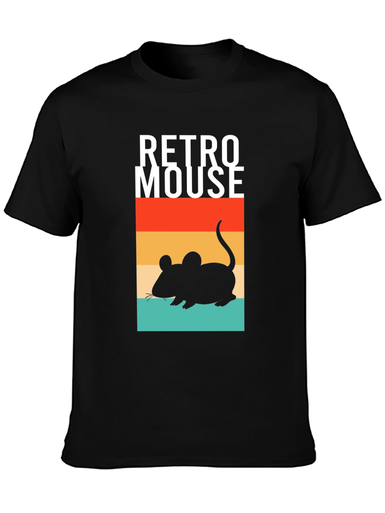 Black Retro Mouse Graphic T-Shirt - Vintage Style Black Tee view 3