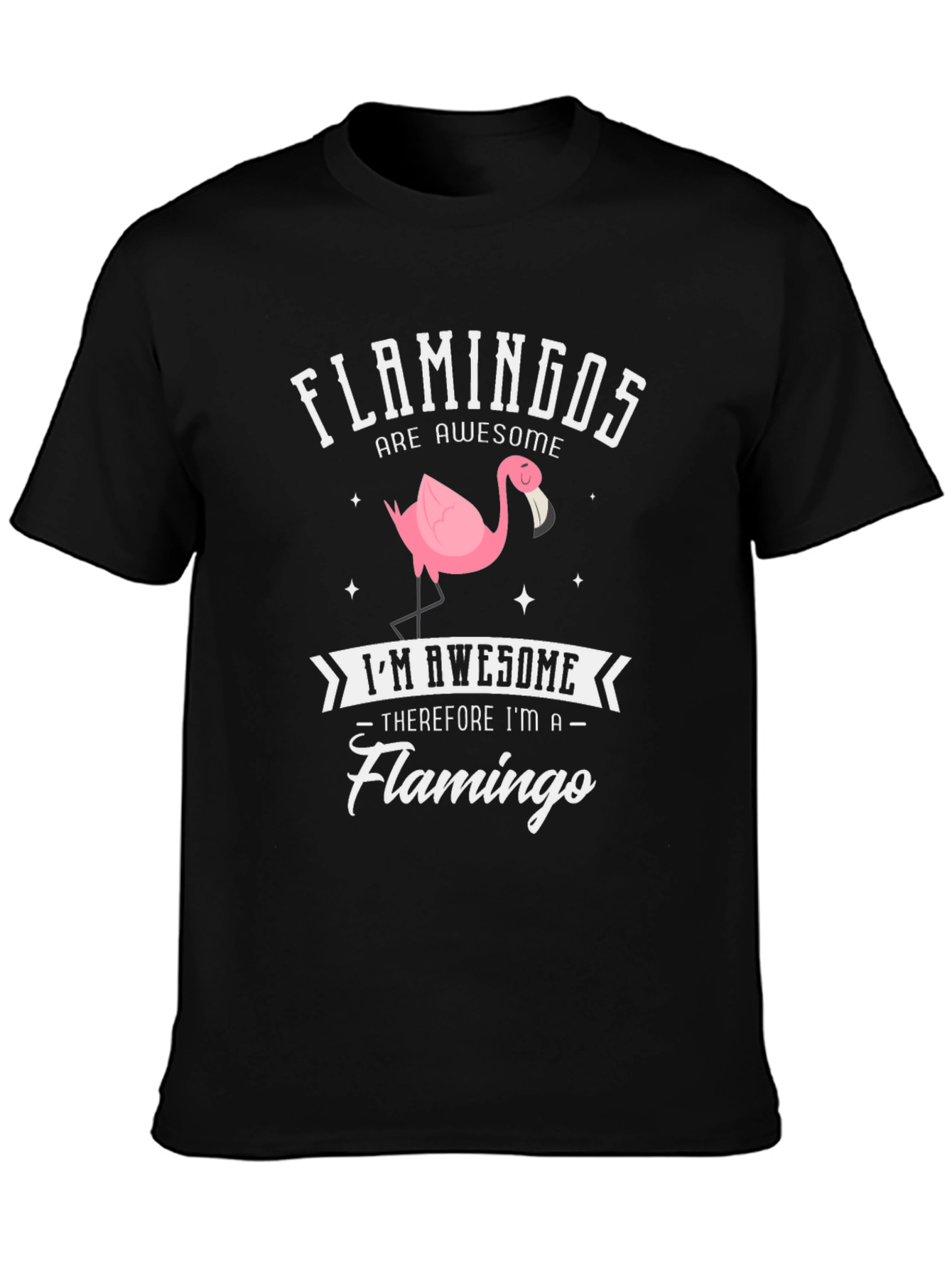 Black Funny Flamingo T-Shirt: Awesome Flamingo Graphic Tee view 3