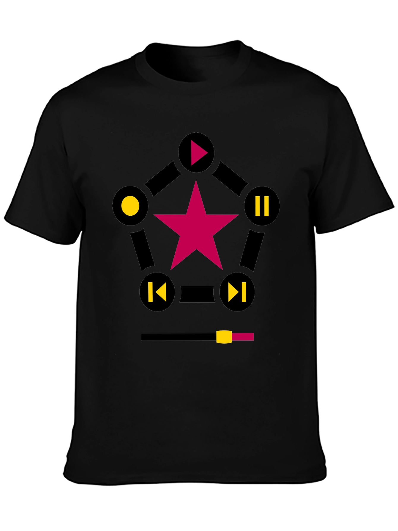 Black Starry Music Player Graphic T-Shirt view 3