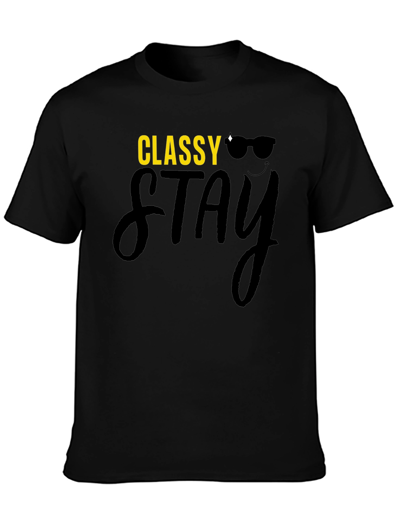 Black Classy Stay Black Graphic T-Shirt view 3