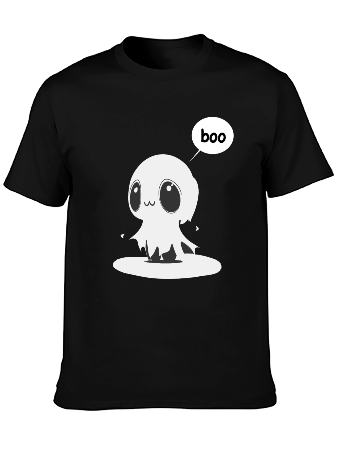 Black Cute Ghost Boo T-Shirt - Halloween Graphic Tee view 3