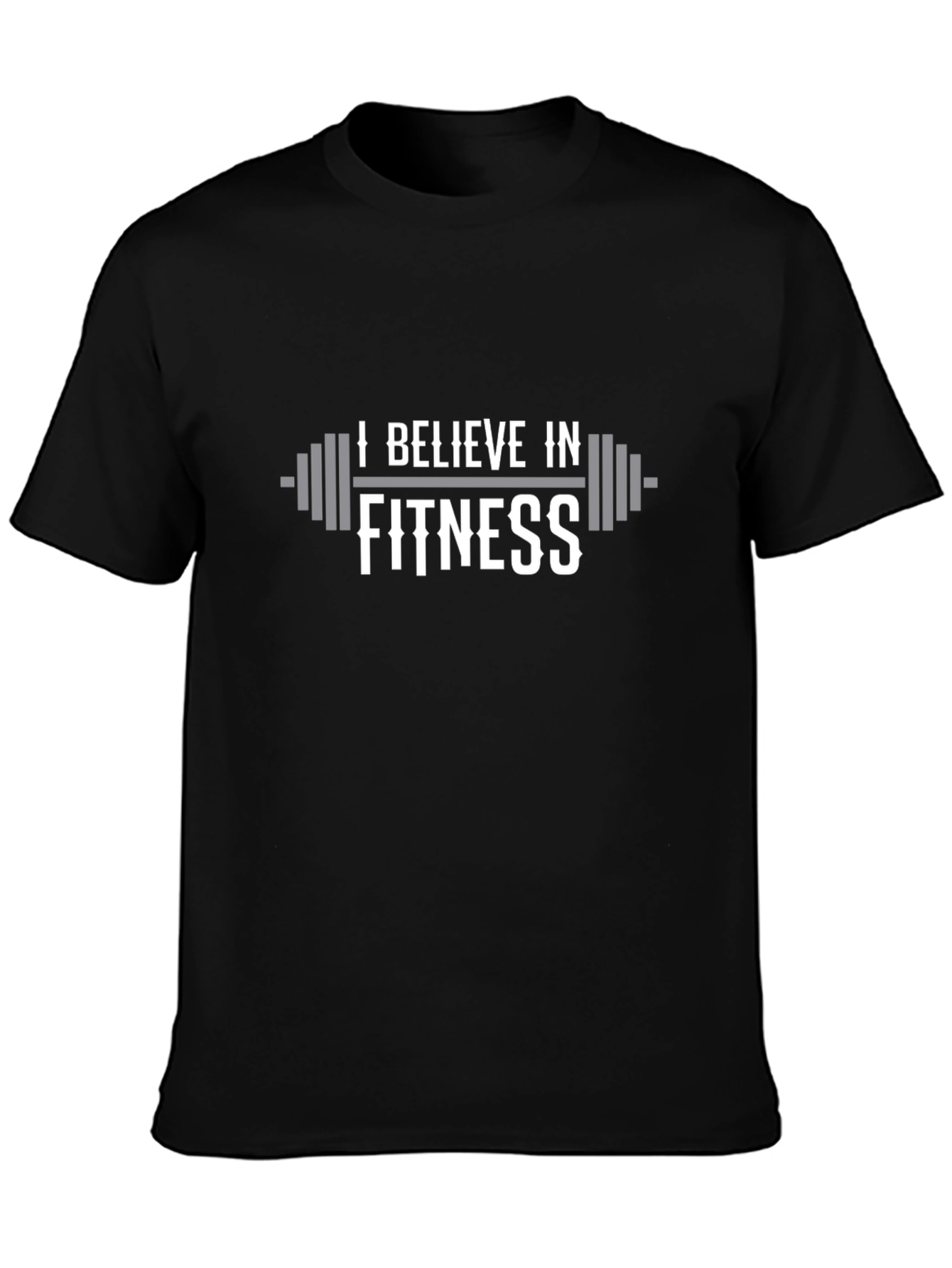 Black I Believe in Fitness Graphic T-Shirt - Gym Workout Apparel view 3