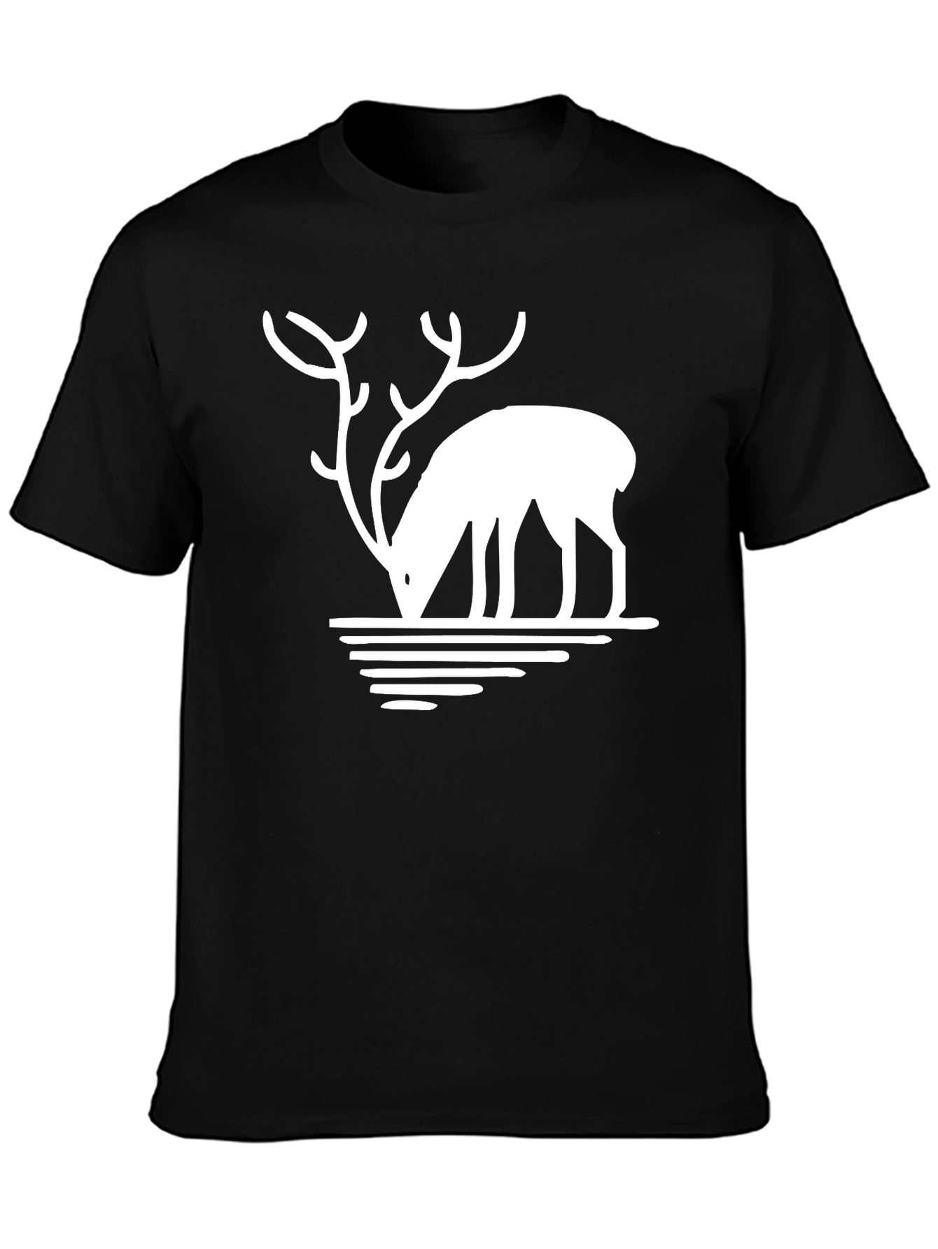 Black Deer Silhouette Graphic Tee - Black Casual T-Shirt view 3