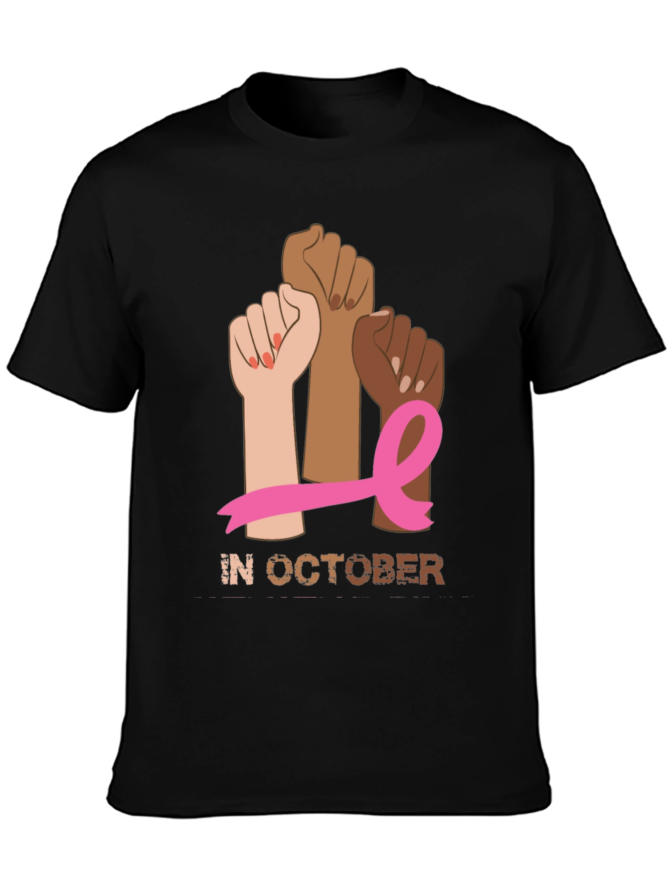 Black Breast Cancer Awareness Month T-Shirt view 3