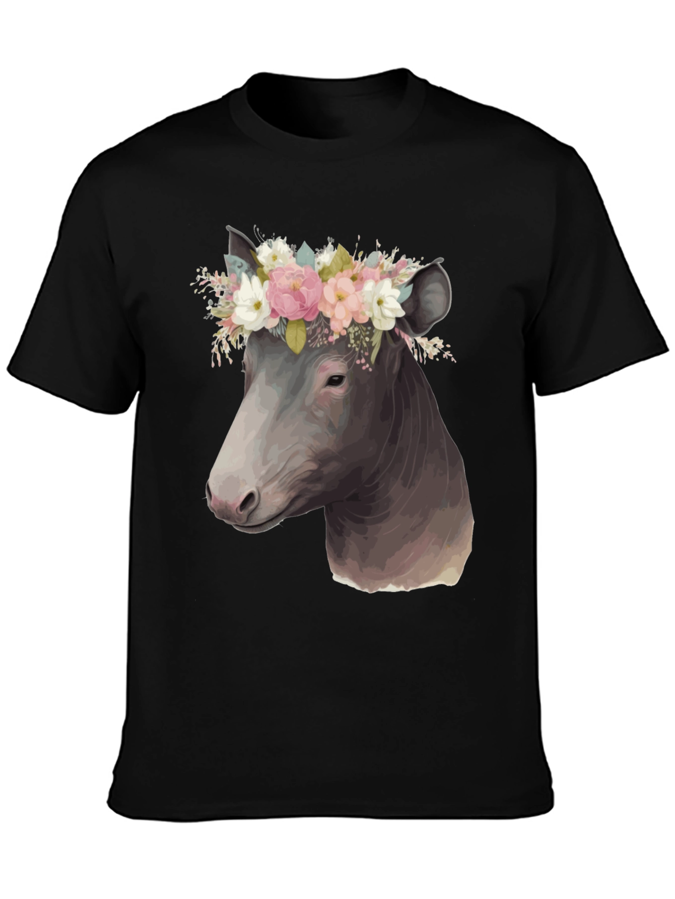 Black Cow Floral Crown T-Shirt view 3
