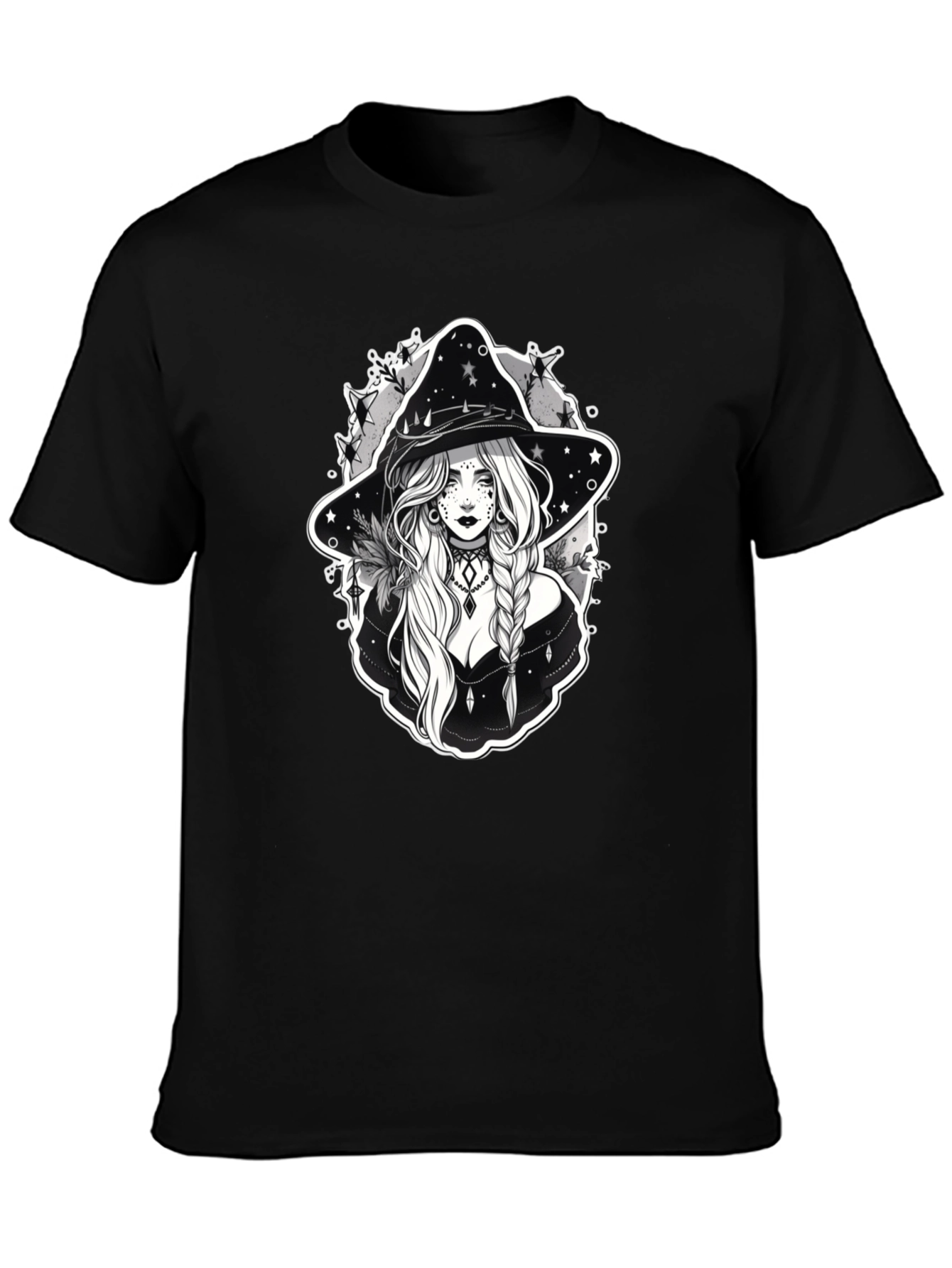 Black Witch Graphic T-Shirt - Black Cotton Tee view 3
