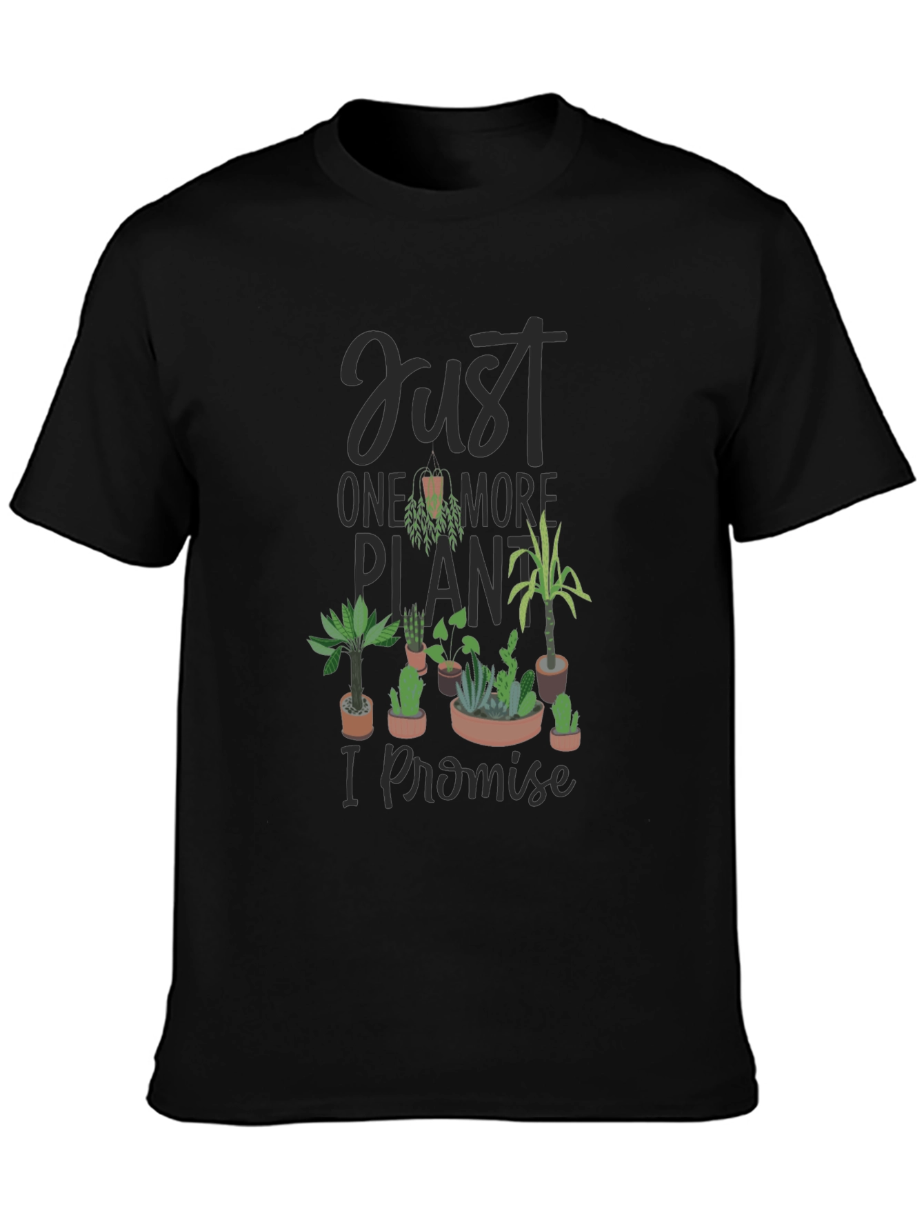 Black Just One More Plant Graphic Tee - Black Unisex view 3