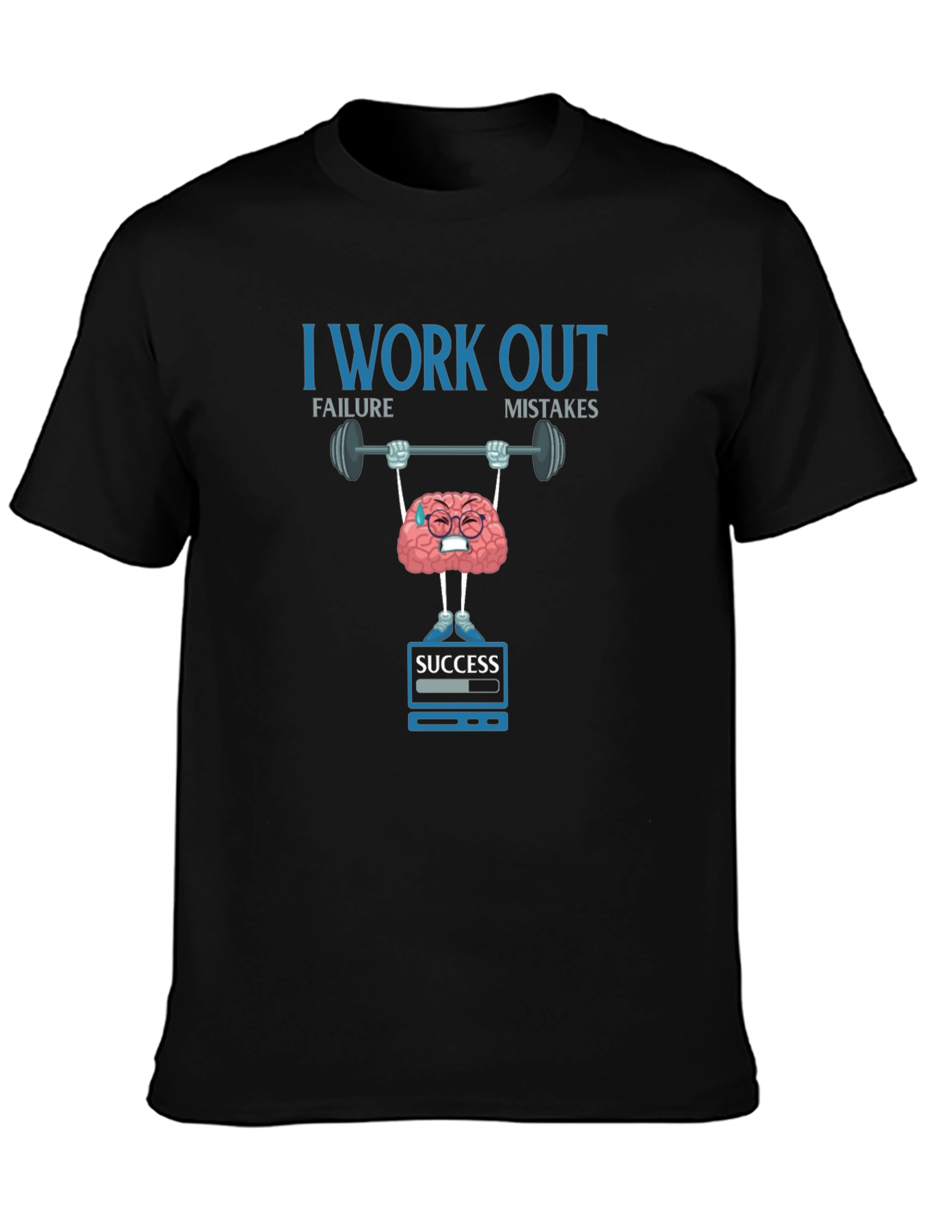 Black I Work Out Brain Training T-Shirt view 3