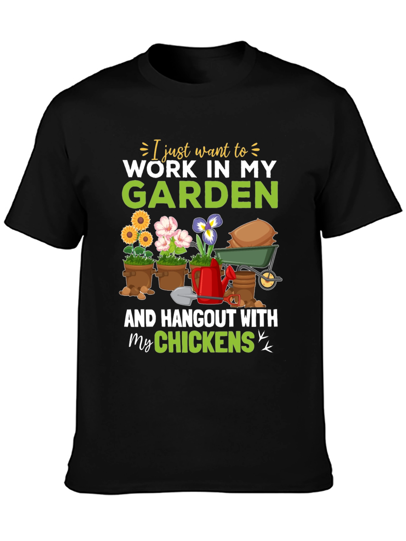 Black Gardening & Chicken Lover T-Shirt view 3