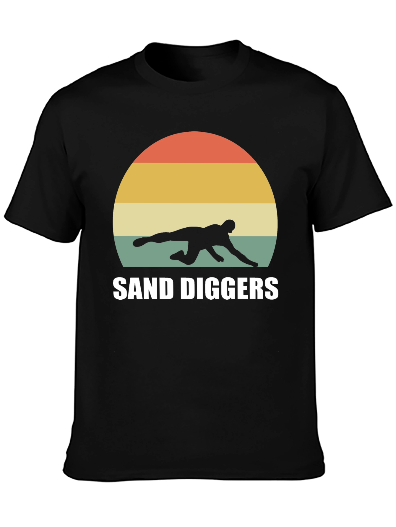 Black Retro Sand Diggers T-Shirt - Beach Volleyball Tee view 3