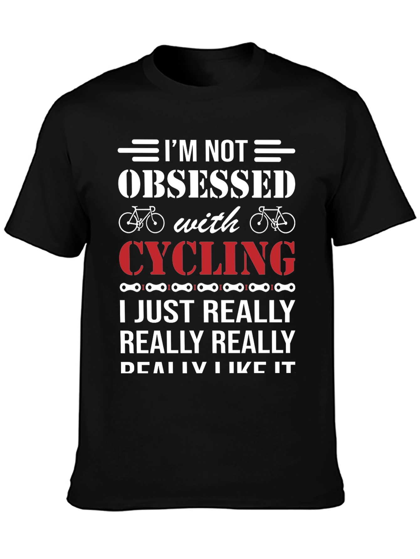 Black Cycling Obsessed T-Shirt - Funny Biker Gift view 3