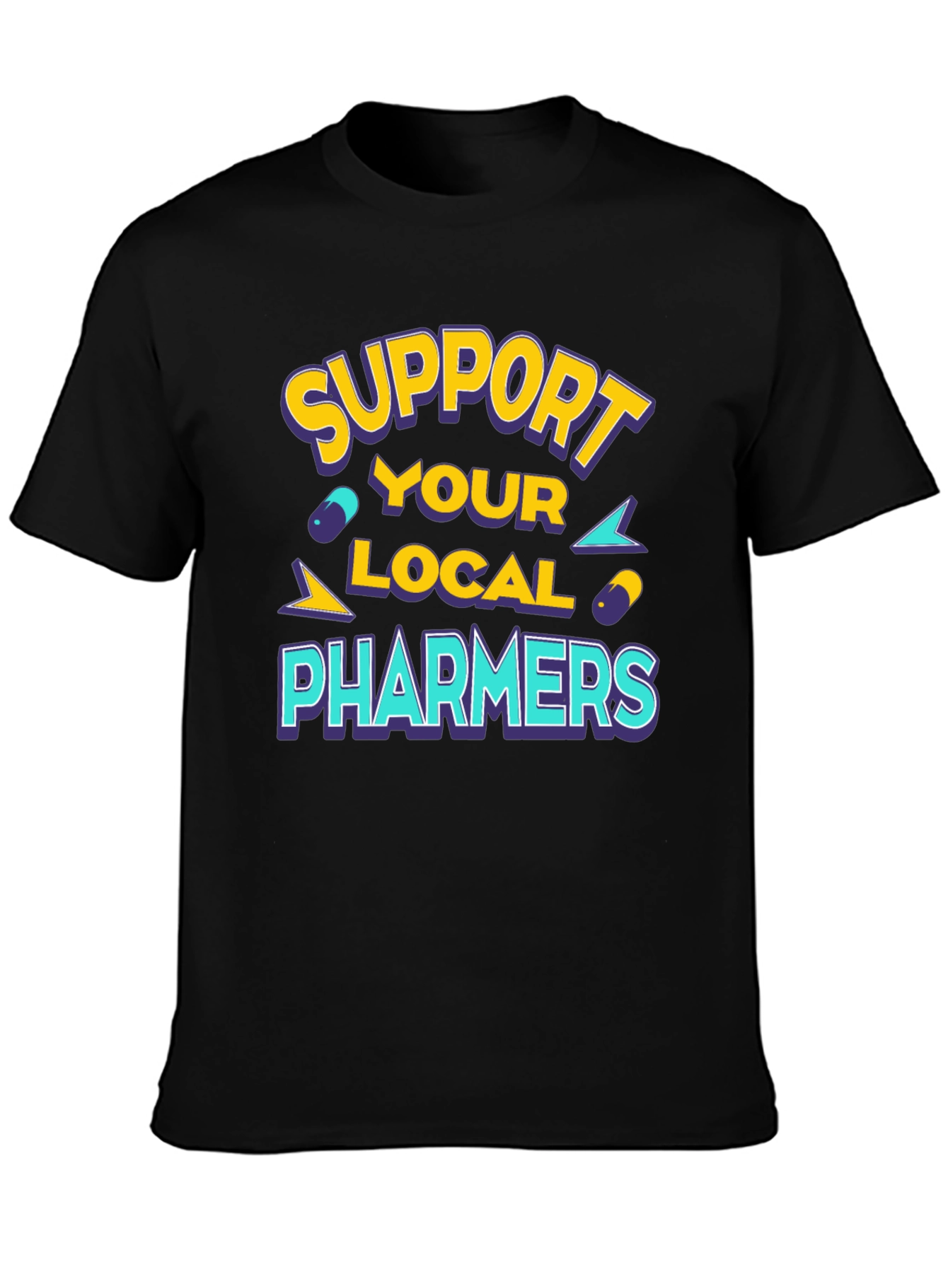 Black Support Your Local Pharmers Black T-Shirt view 3